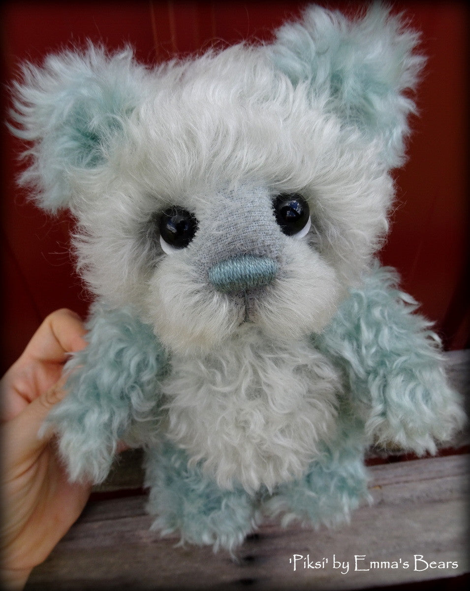 Piksi - 9IN Hand Dyed curly kid mohair bear by Emmas Bears - OOAK