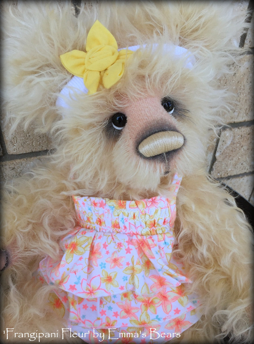 Frangipani Fleur - 17in MOHAIR Artist toddler style Bear by Emmas Bears - OOAK