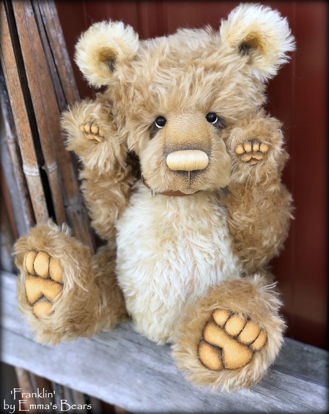 Franklin - 17" gold mohair Artist Bear by Emma's Bears - OOAK