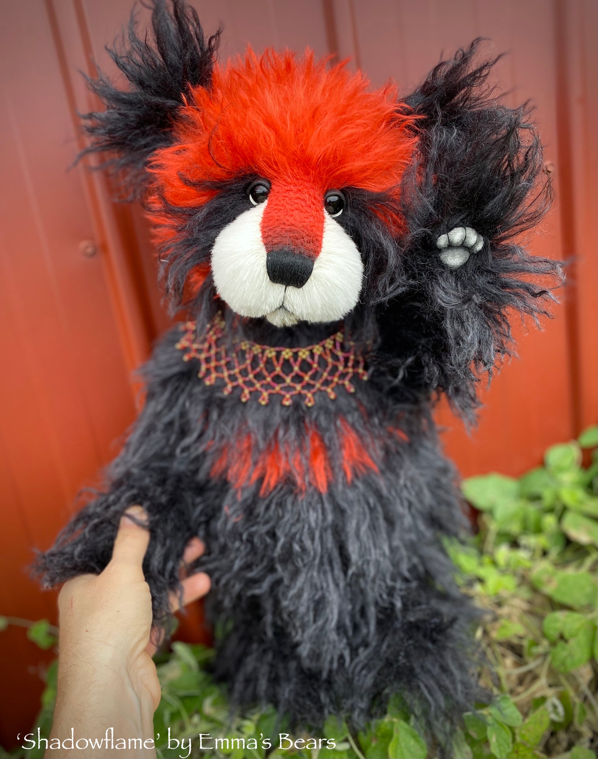 Shadowflame - 19" mohair artist panda bear by Emma's Bears  - OOAK