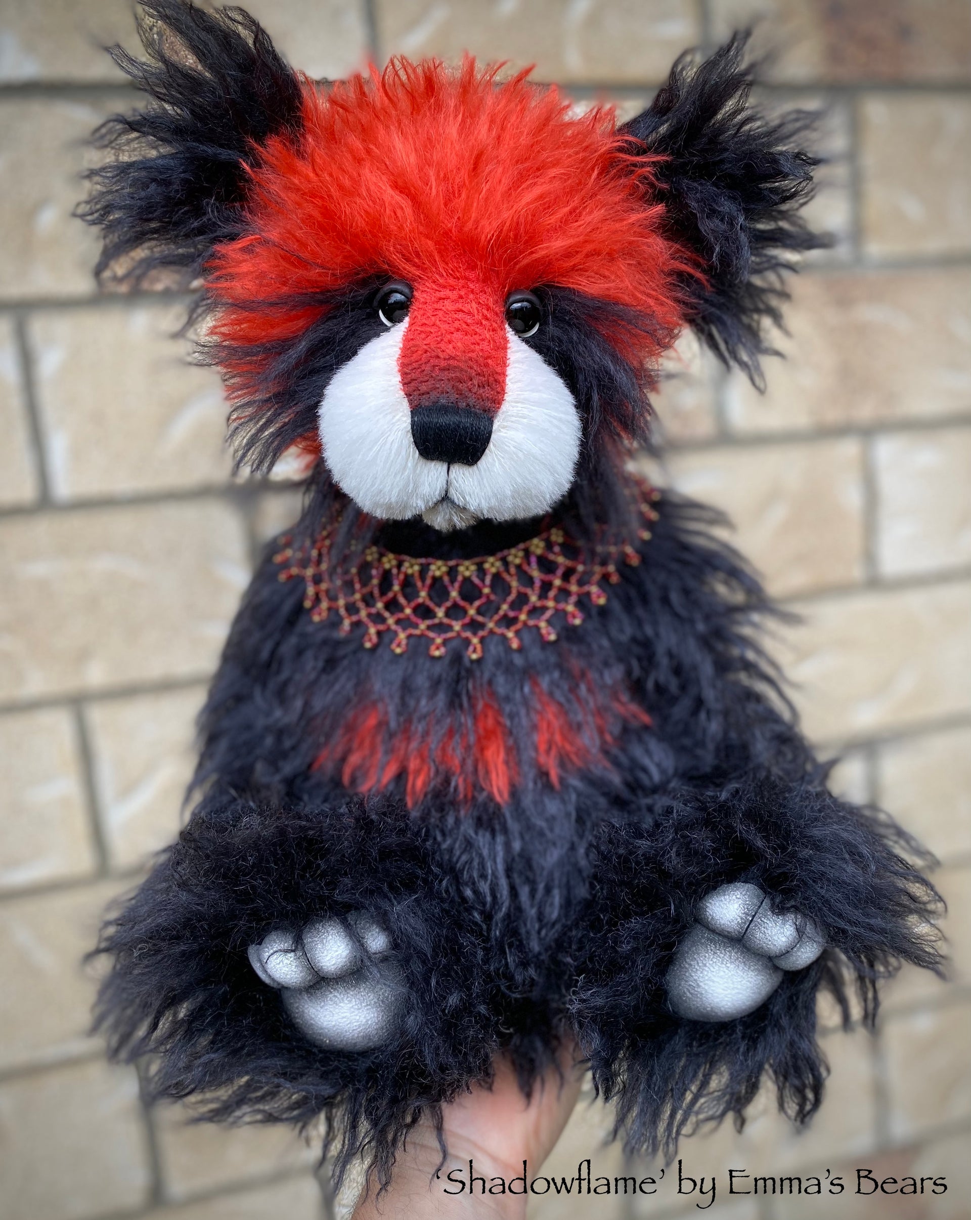 Shadowflame - 19" mohair artist panda bear by Emma's Bears  - OOAK