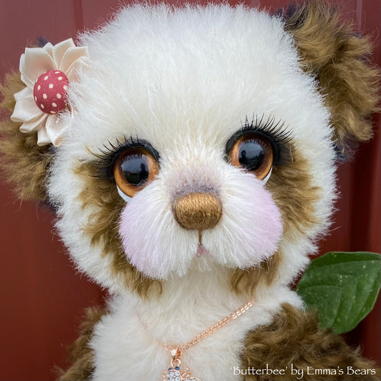 Butterbee - 12" curly kid mohair artist panda bear by Emma's Bears  - OOAK
