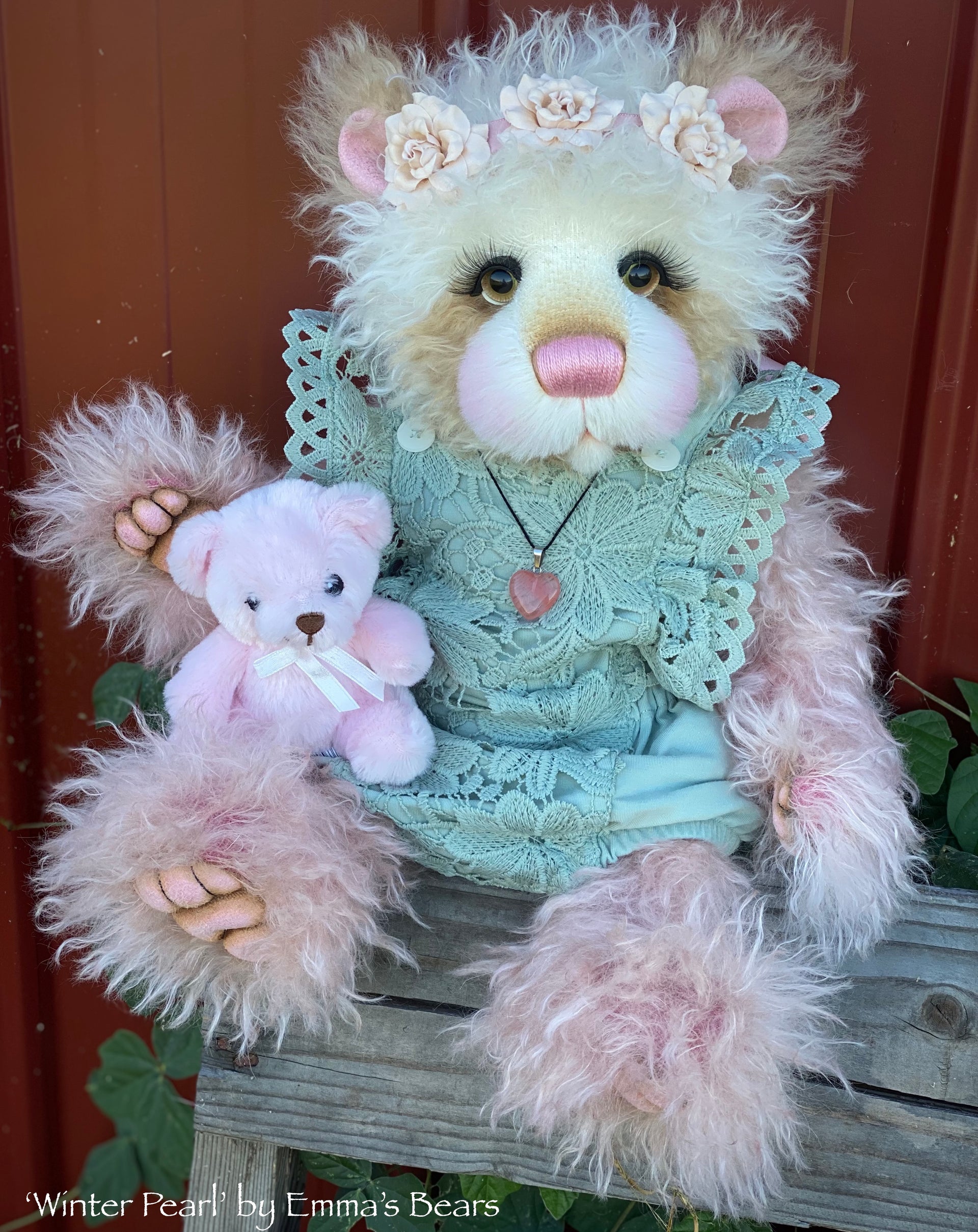 Winter Pearl - 18" Hand-Dyed Mohair Artist Baby Bear by Emma's Bears - OOAK