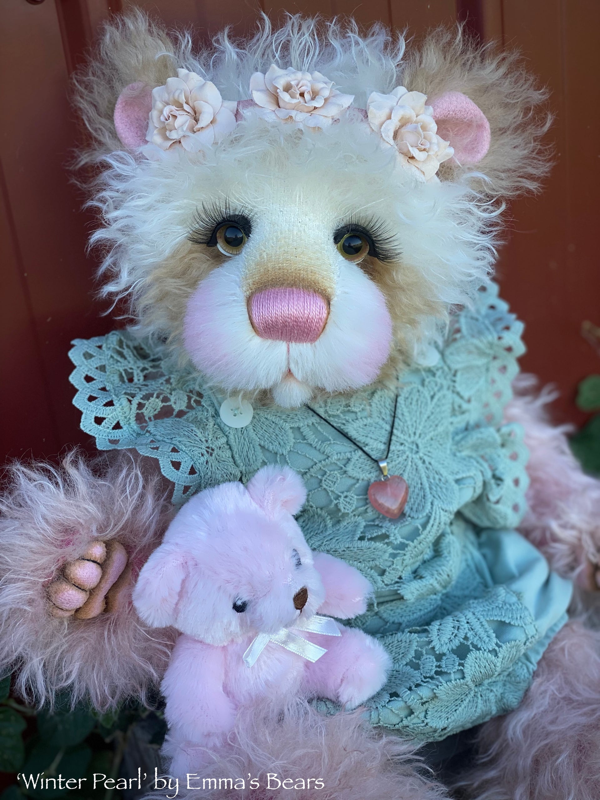 Winter Pearl - 18" Hand-Dyed Mohair Artist Baby Bear by Emma's Bears - OOAK