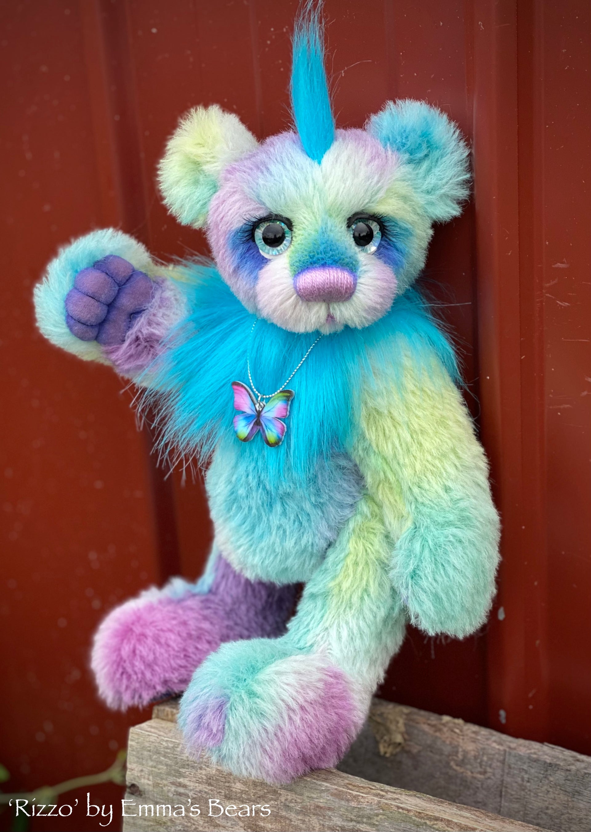 Rizzo - 12" Hand-Dyed Alpaca and faux fur artist bear by Emma's Bears - OOAK