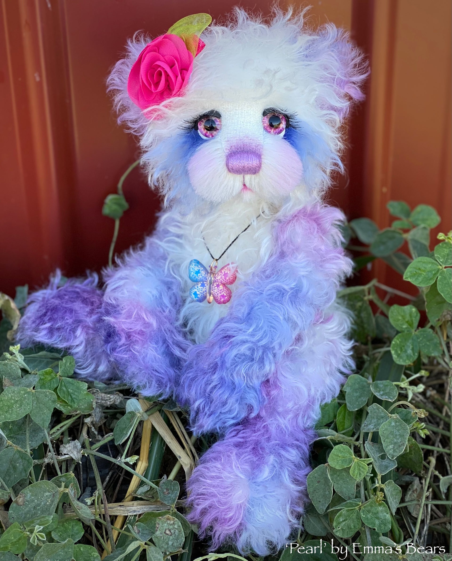 Pearl - 13" curly kid mohair artist bear by Emma's Bears  - OOAK