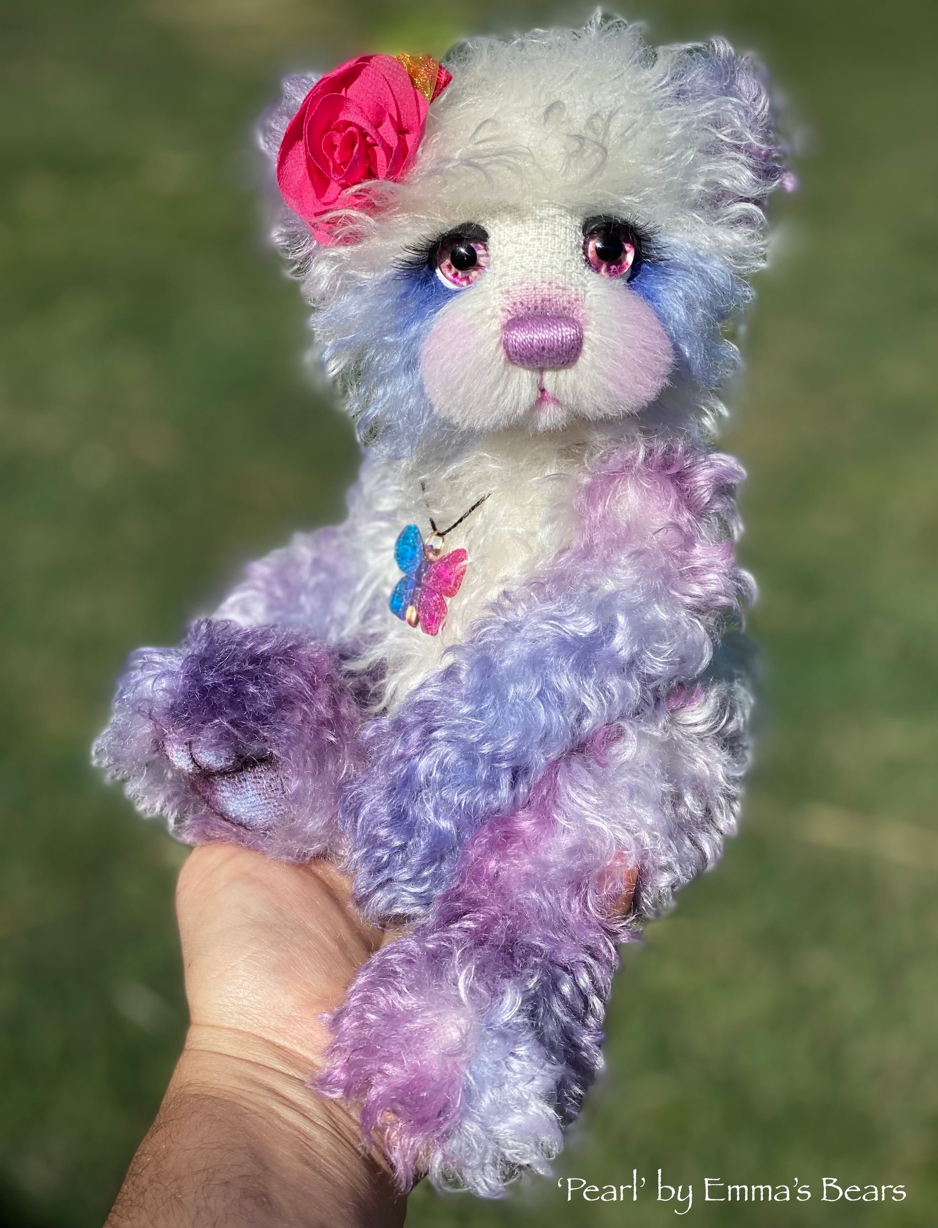 Pearl - 13" curly kid mohair artist bear by Emma's Bears  - OOAK