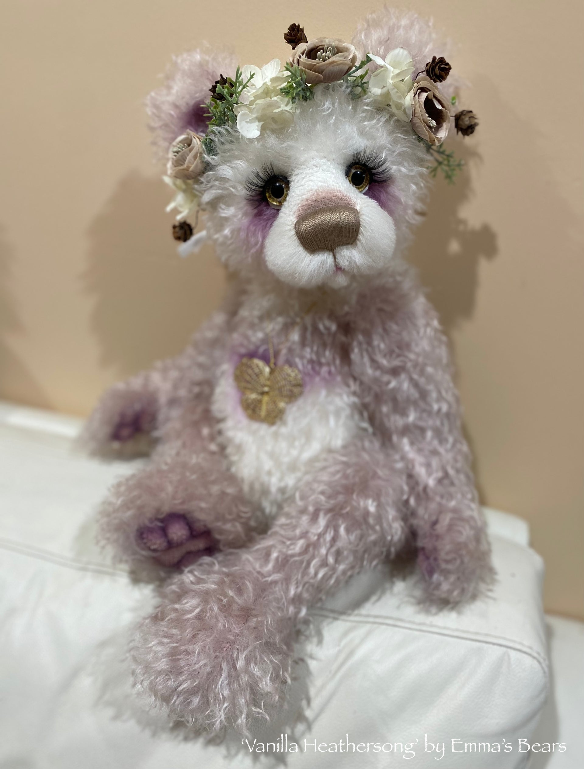 Vanilla Heathersong - 21" Hand-Dyed Mohair Artist Bear by Emma's Bears - OOAK