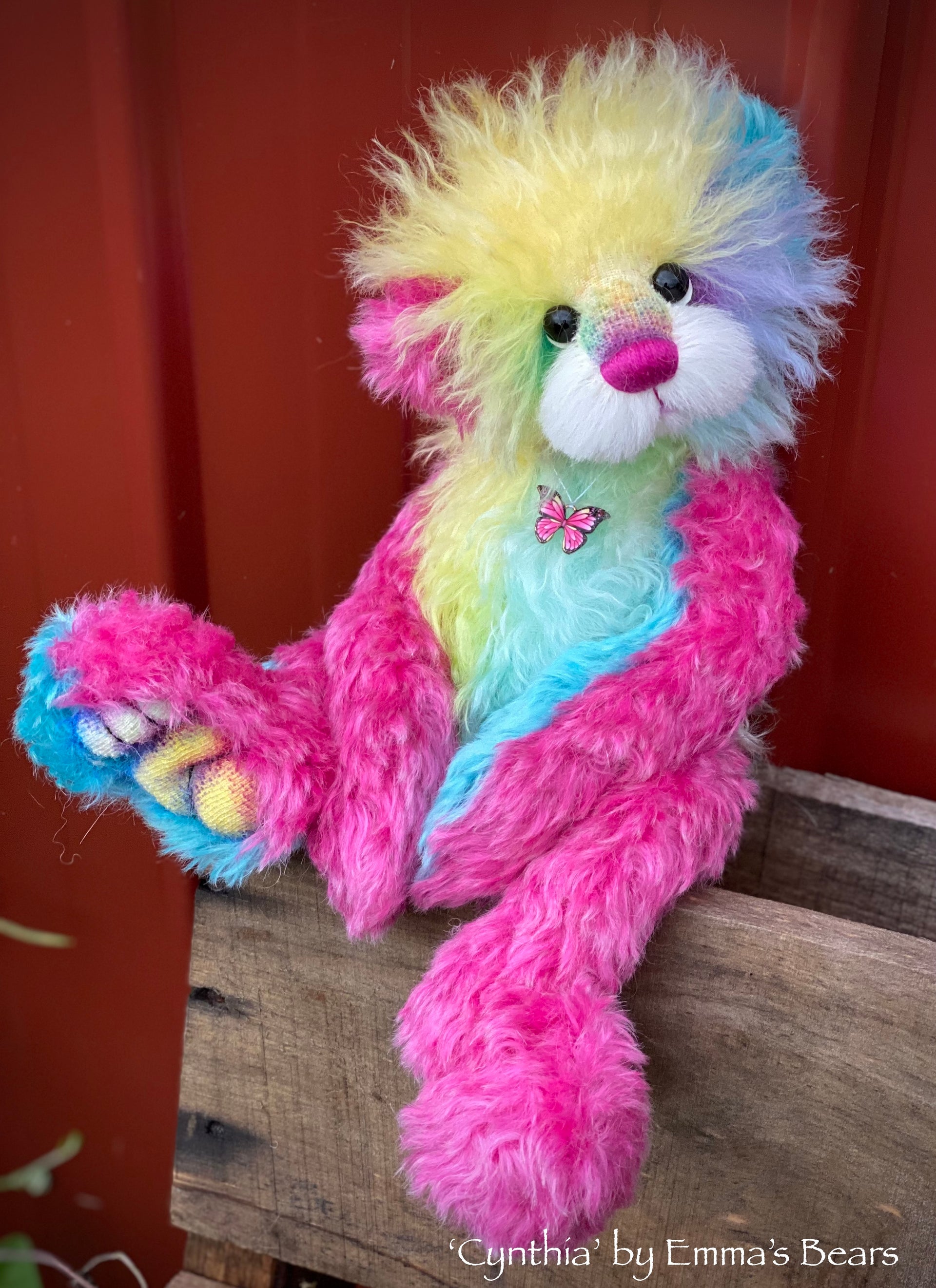 Cynthia - 12" Hand Dyed Rainbow Mohair Artist Bear by Emma's Bears - OOAK