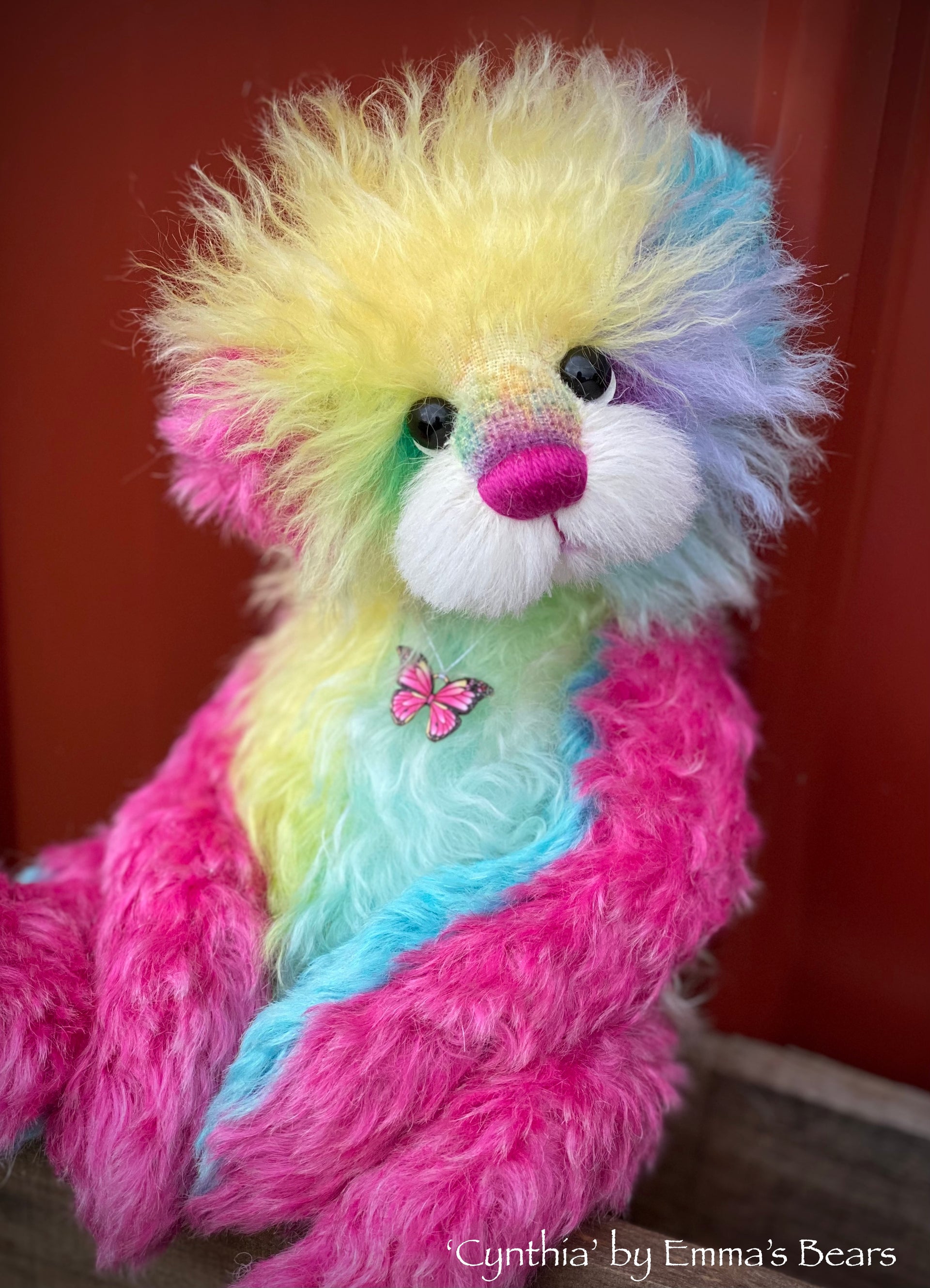 Cynthia - 12" Hand Dyed Rainbow Mohair Artist Bear by Emma's Bears - OOAK