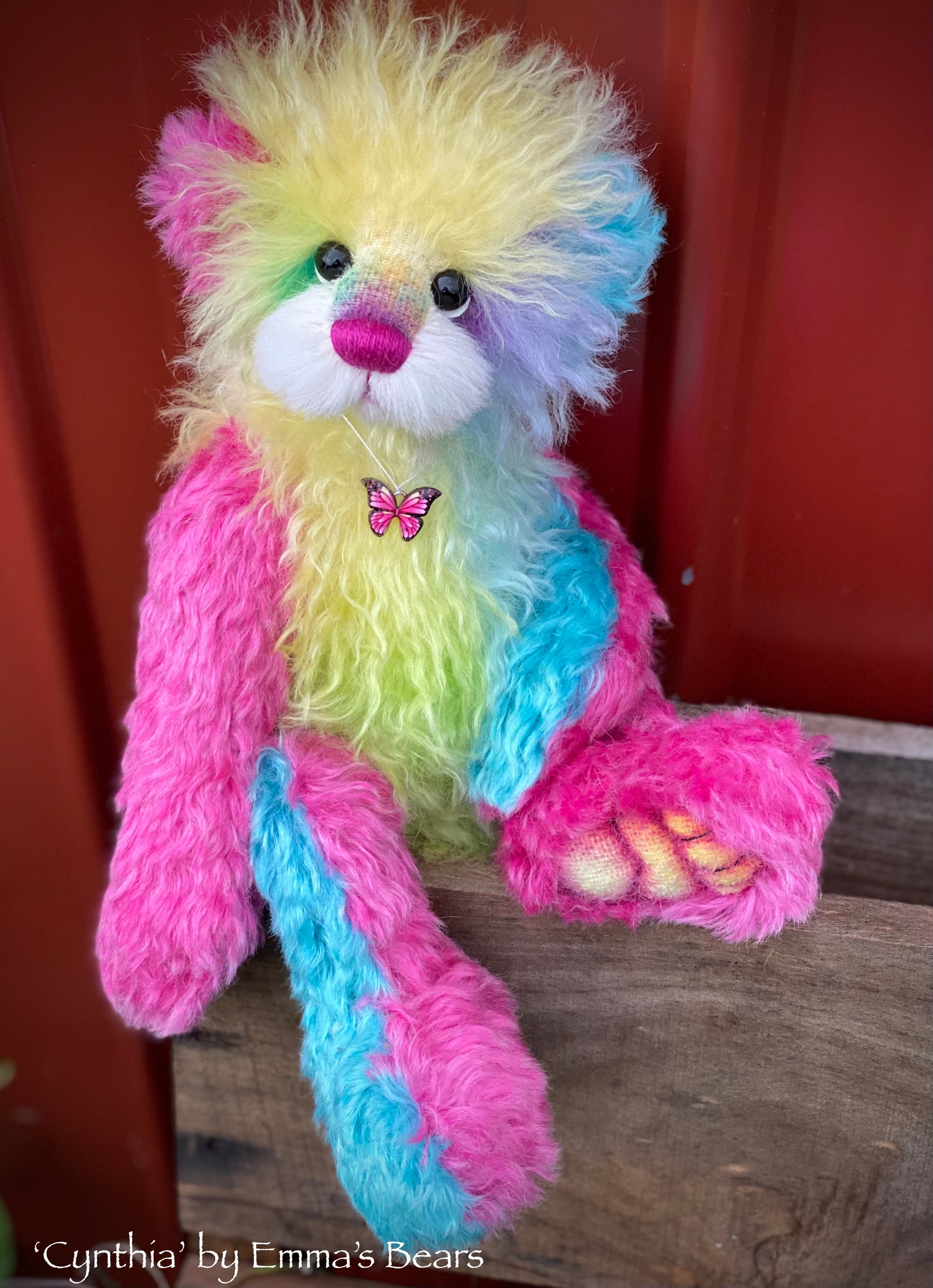 Cynthia - 12" Hand Dyed Rainbow Mohair Artist Bear by Emma's Bears - OOAK