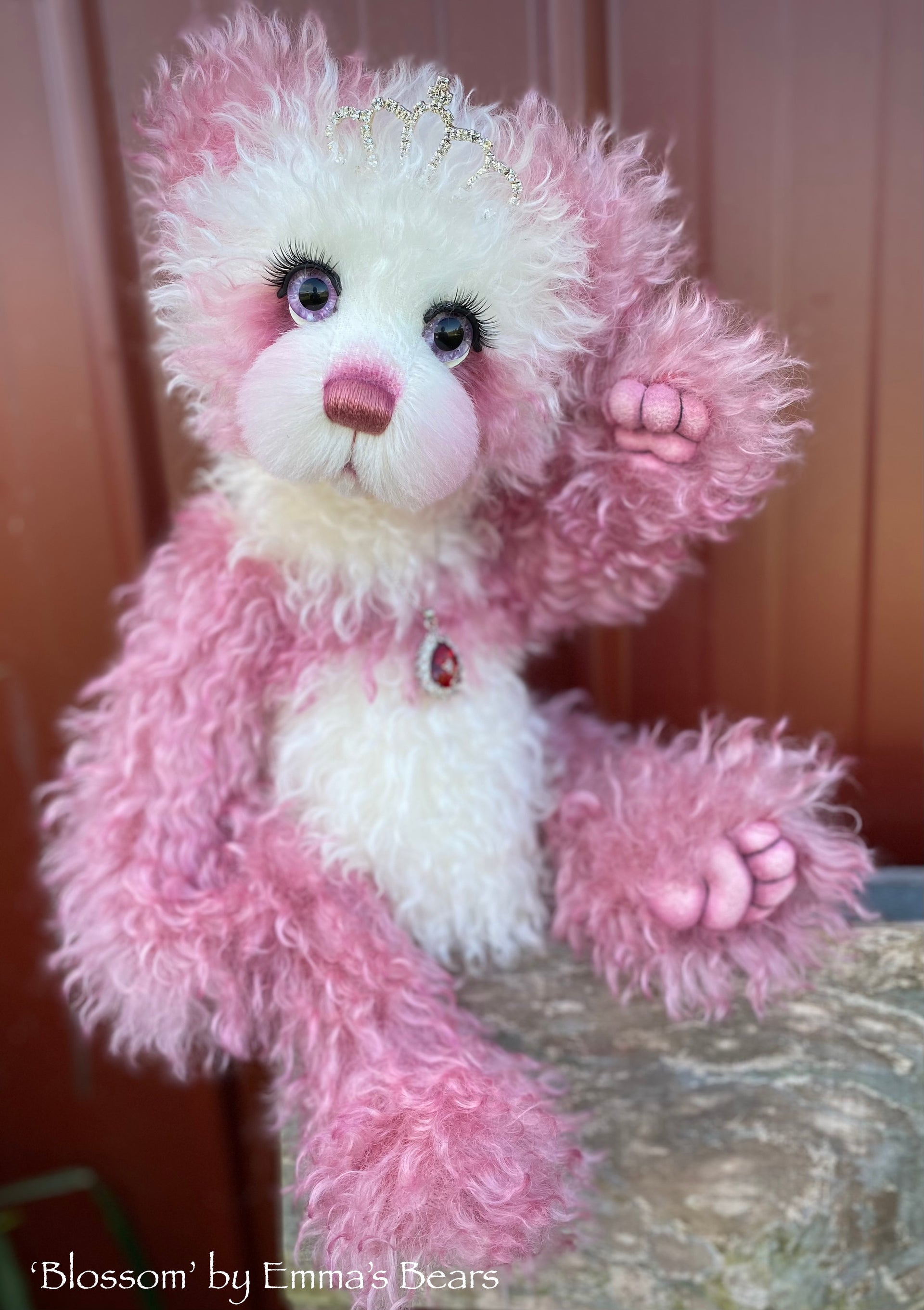 Blossom - 16" Hand-dyed Curlylocks Mohair Artist Bear by Emma's Bears - OOAK