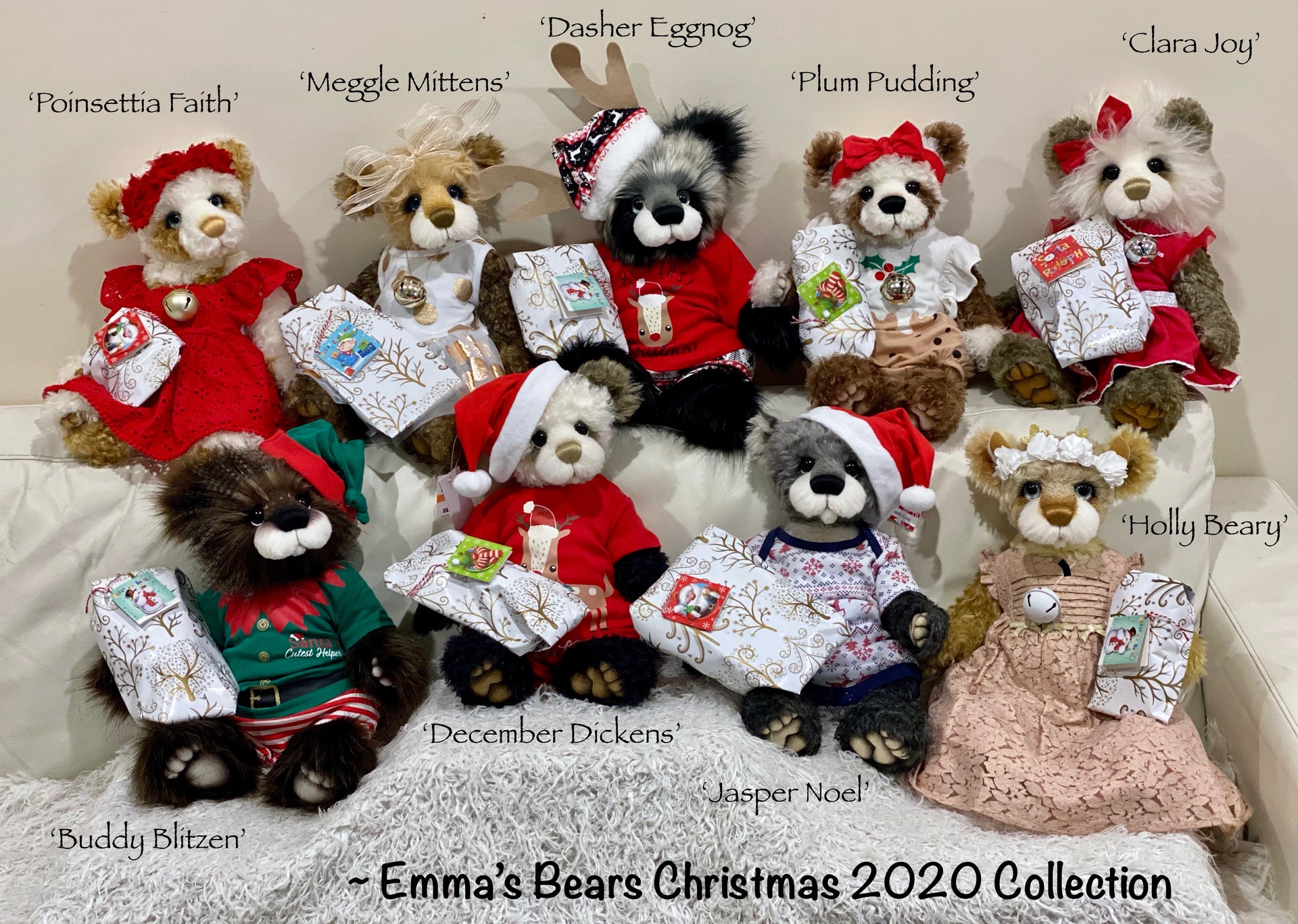 Holly Beary - 18" Christmas 2020 MOHAIR Artist toddler style Bear by Emma's Bears - OOAK