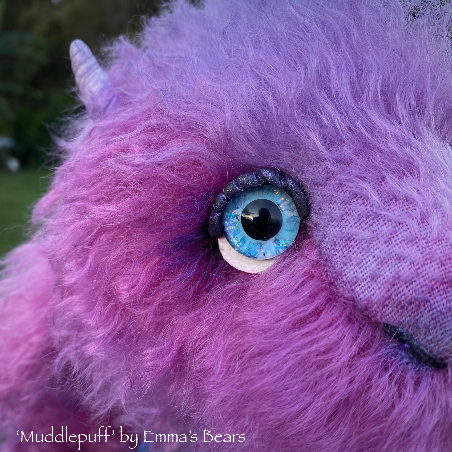 Muddlepuff - 15" hand-dyed curlylocks mohair Artist Baby Dragon by Emmas Bears - OOAK