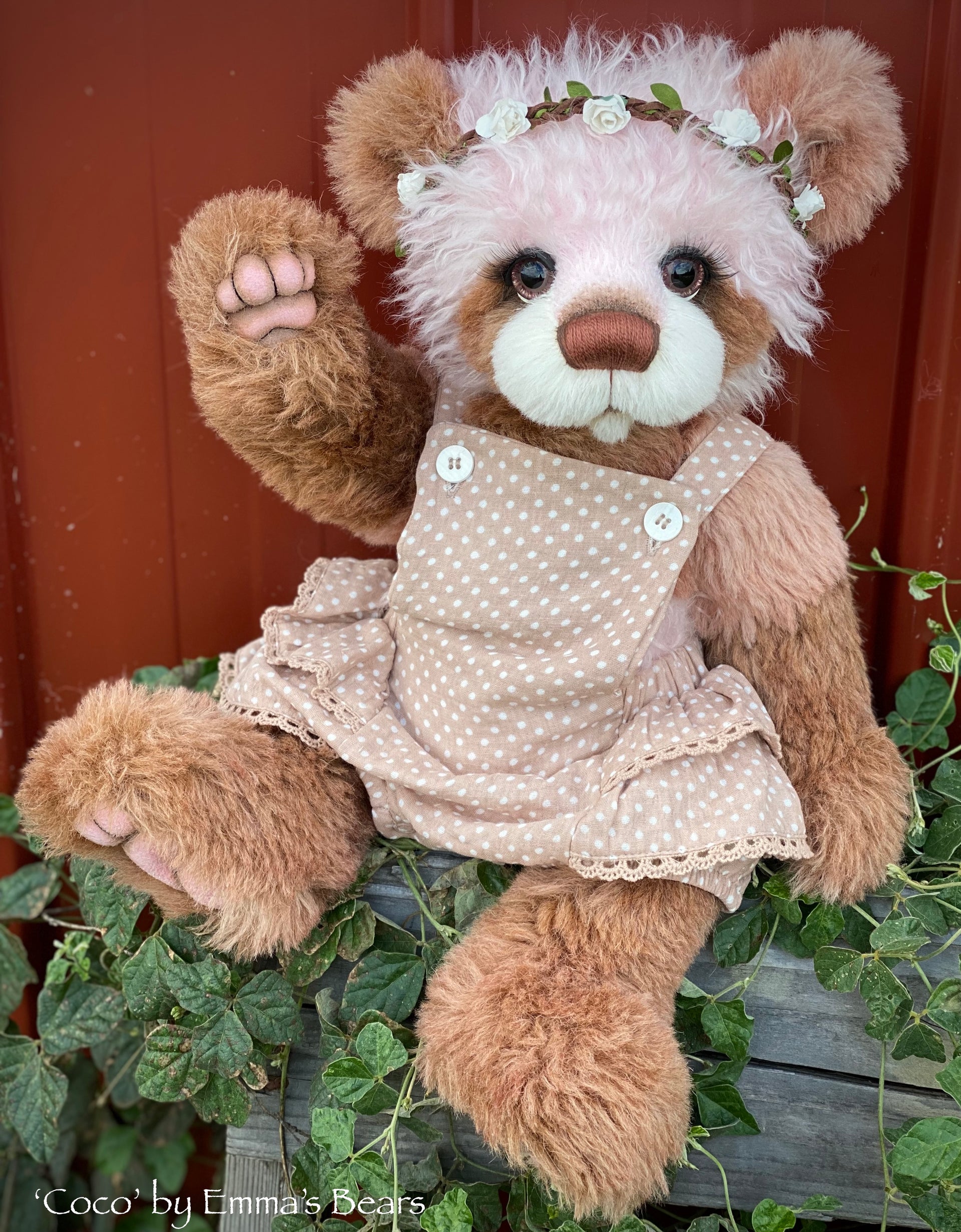 Coco - 18" Hand-Dyed Mohair and Alpaca Artist Baby Bear by Emma's Bears - OOAK