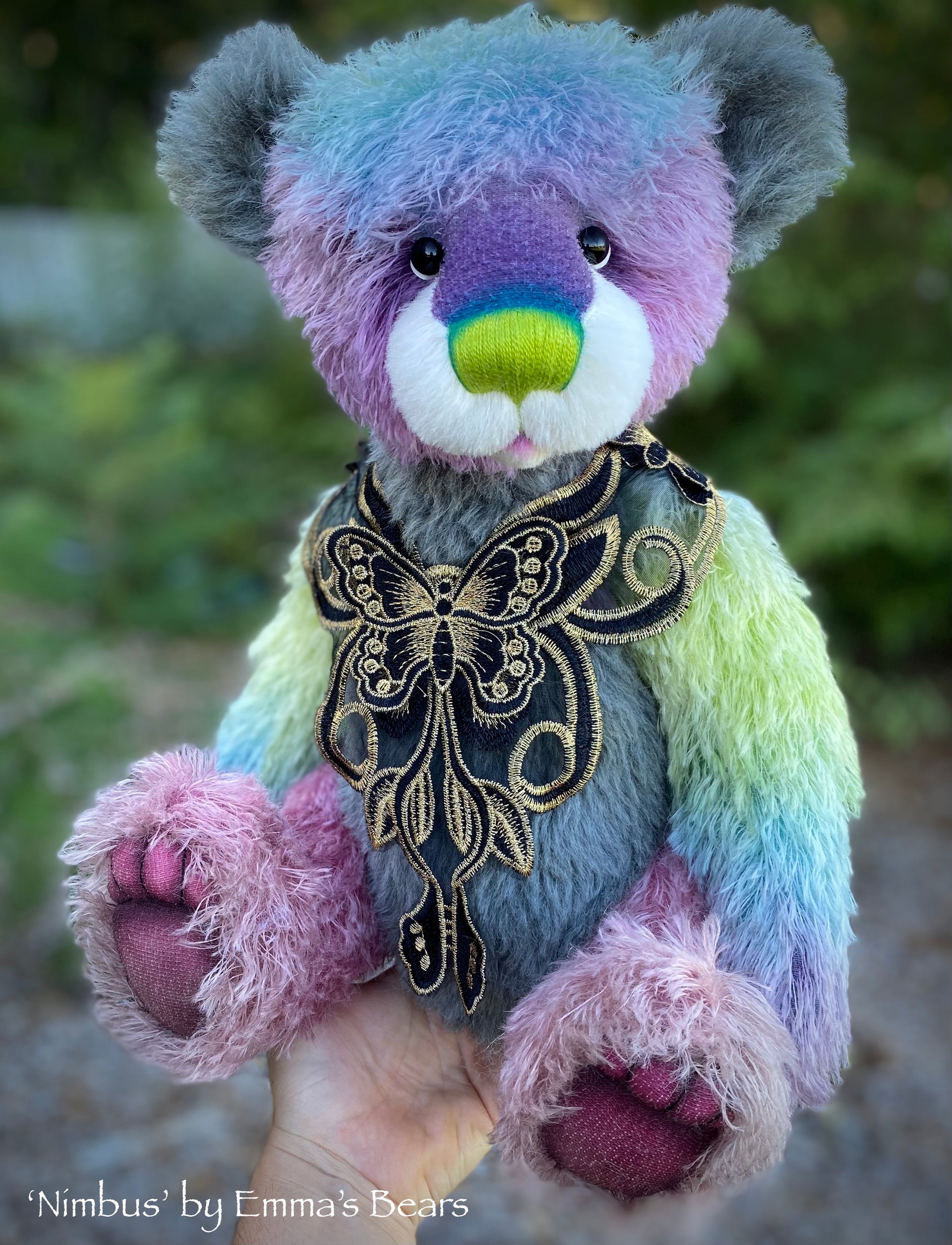 Nimbus - 18" Hand-Dyed String Mohair and Alpaca Bear by Emma's Bears - OOAK