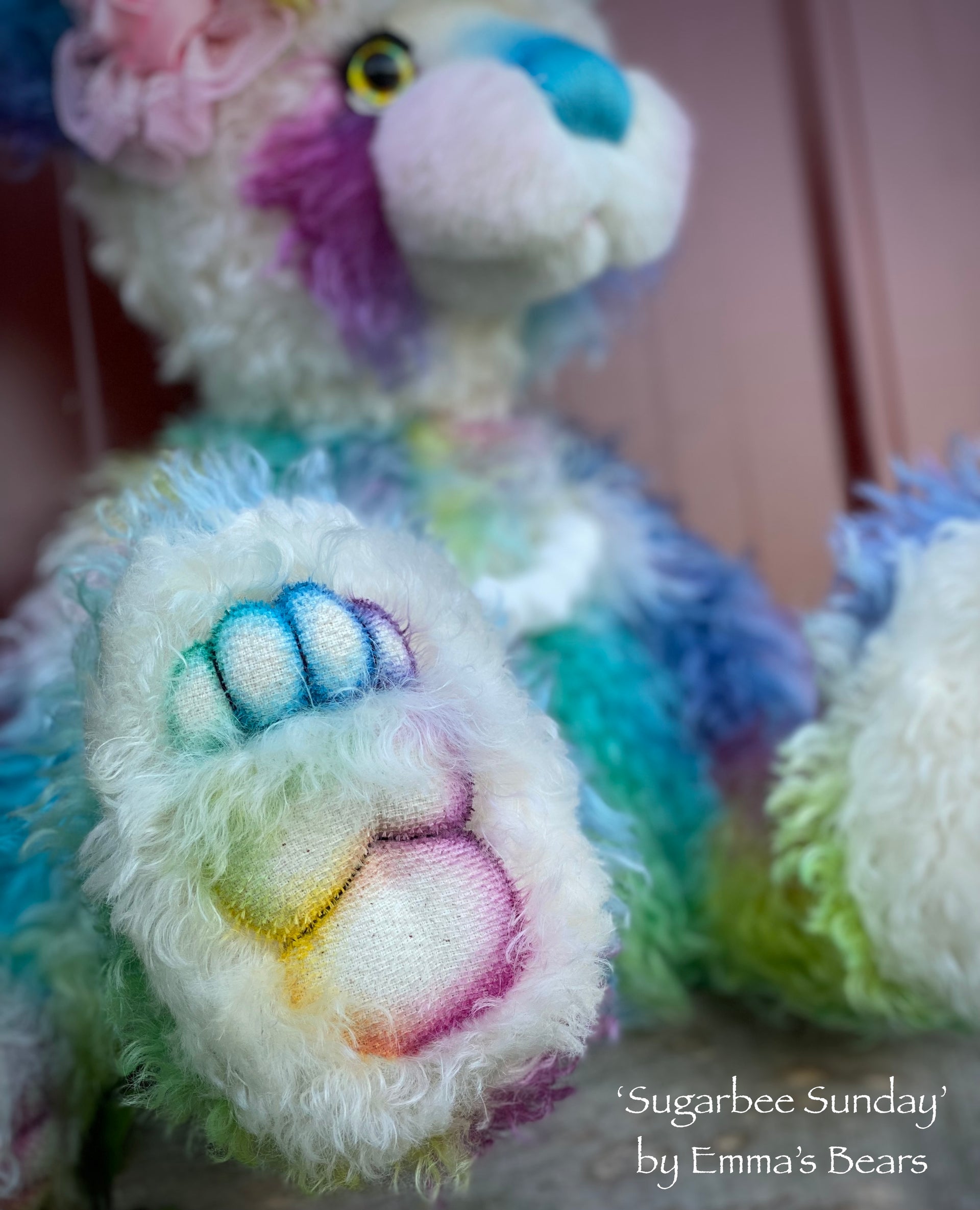 Sugarbee Sunday - 20" Hand-Dyed Rainbow mohair Artist Bear by Emma's Bears - OOAK