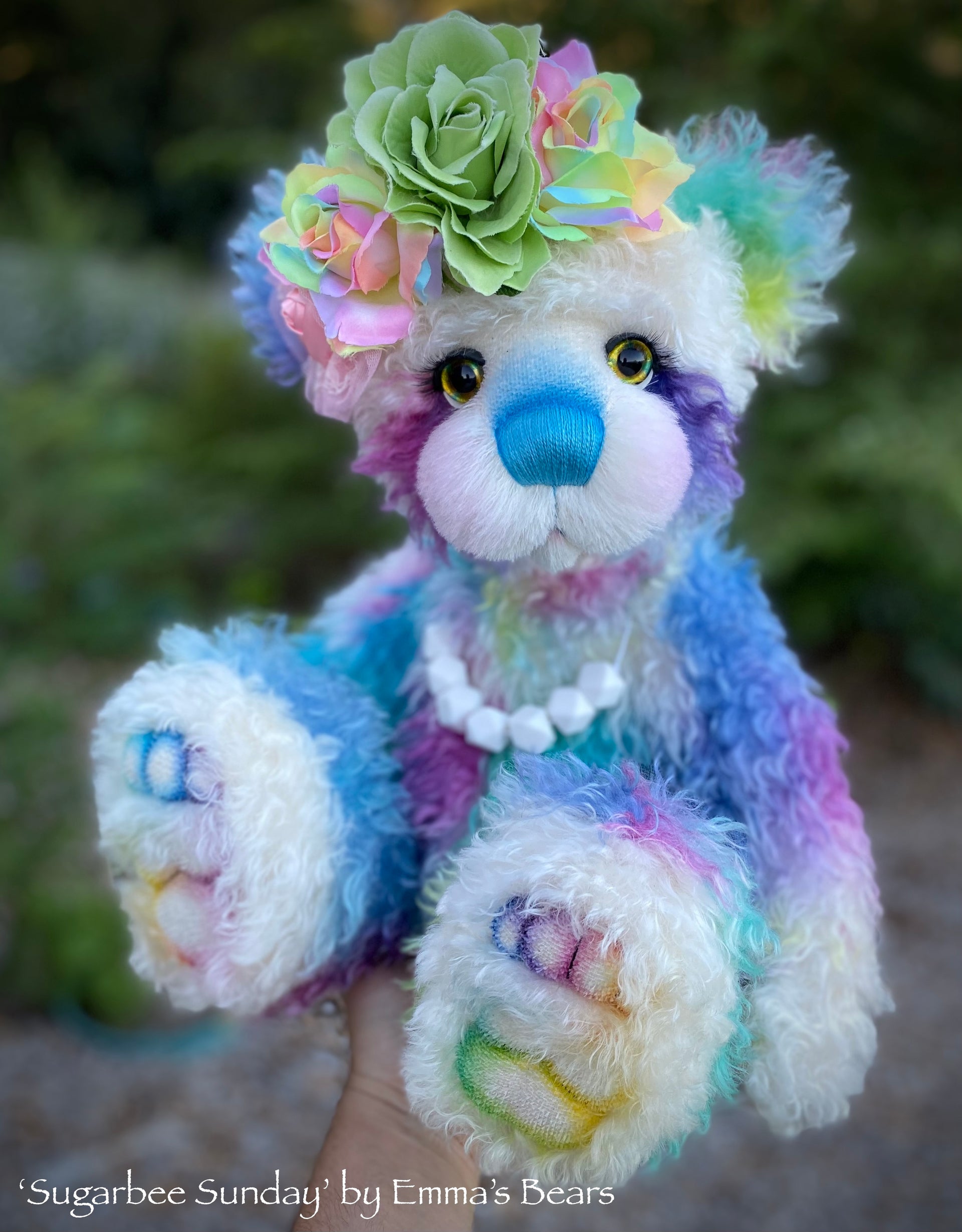 Sugarbee Sunday - 20" Hand-Dyed Rainbow mohair Artist Bear by Emma's Bears - OOAK