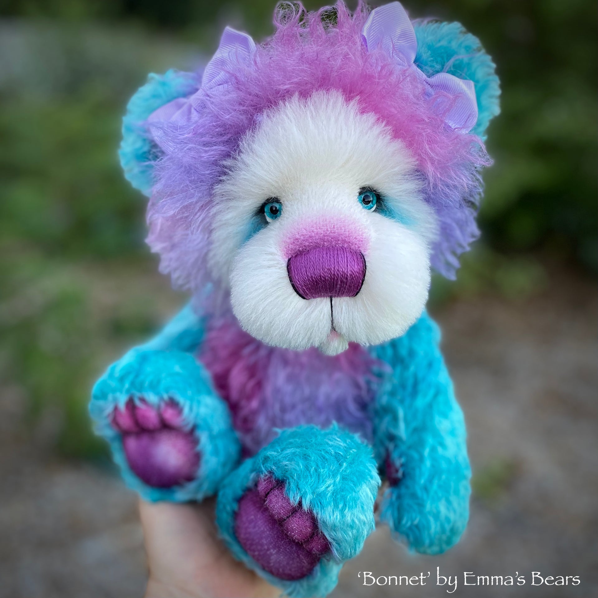 Bonnet - 15" Hand-Dyed Curlylocks Mohair Artist Bear by Emma's Bears - OOAK