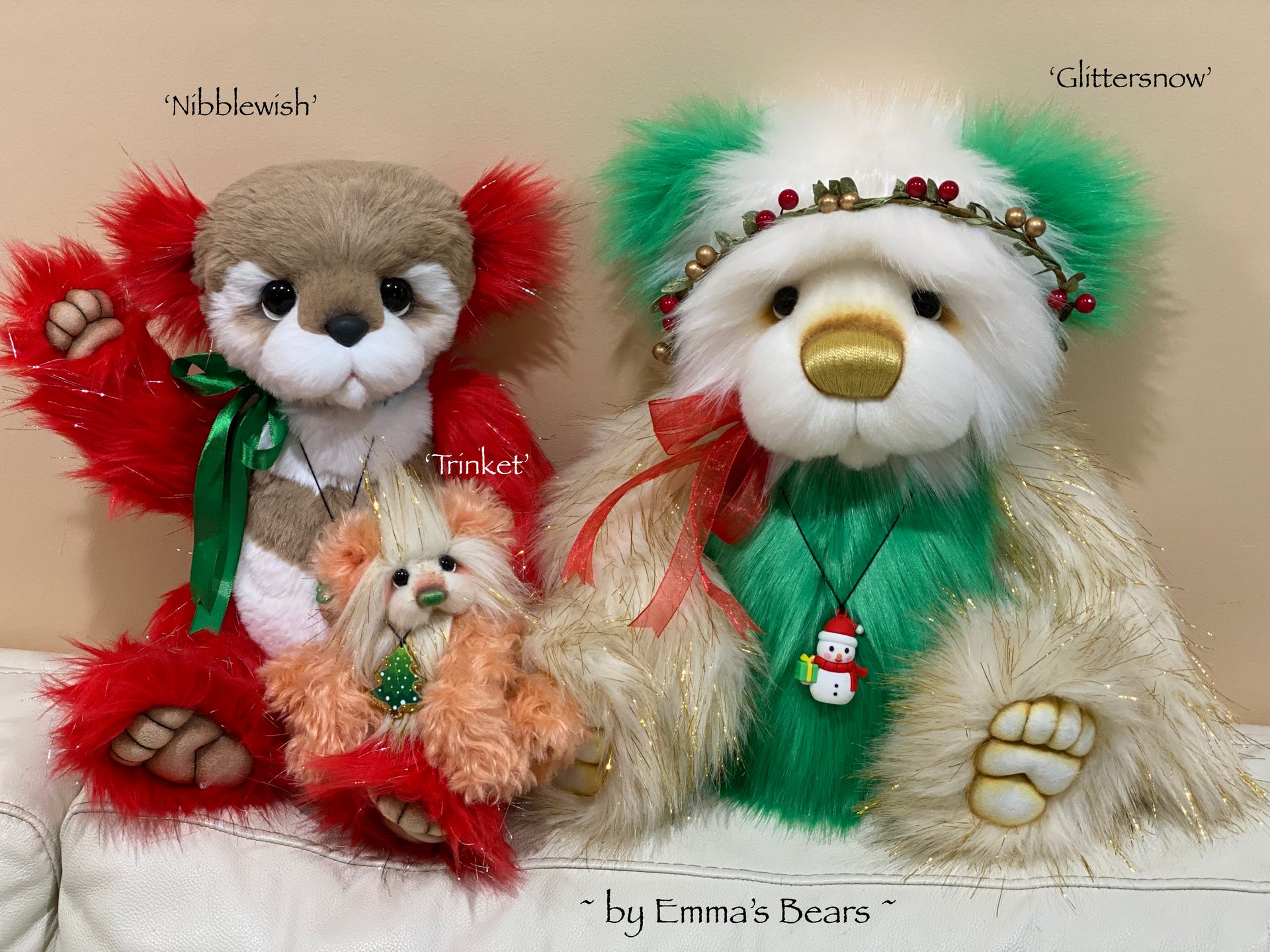 Trinket - 6" Mohair and Faux Fur Christmas Artist Bear by Emma's Bears - OOAK