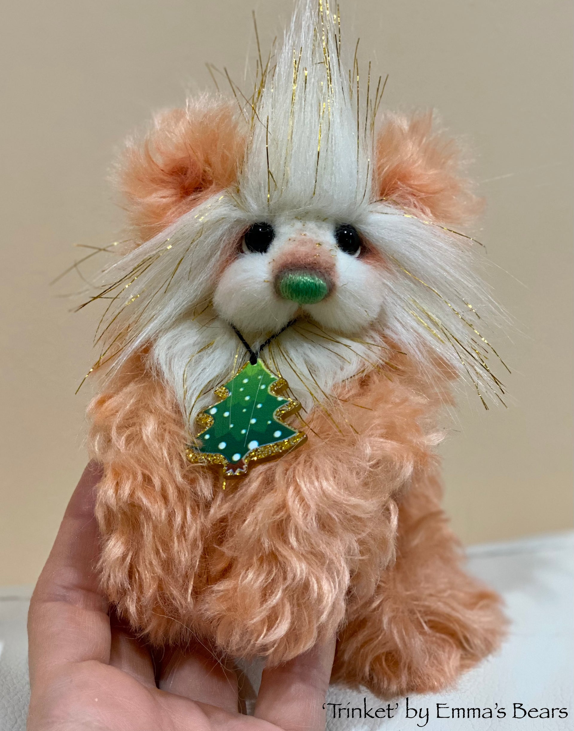 Trinket - 6" Mohair and Faux Fur Christmas Artist Bear by Emma's Bears - OOAK