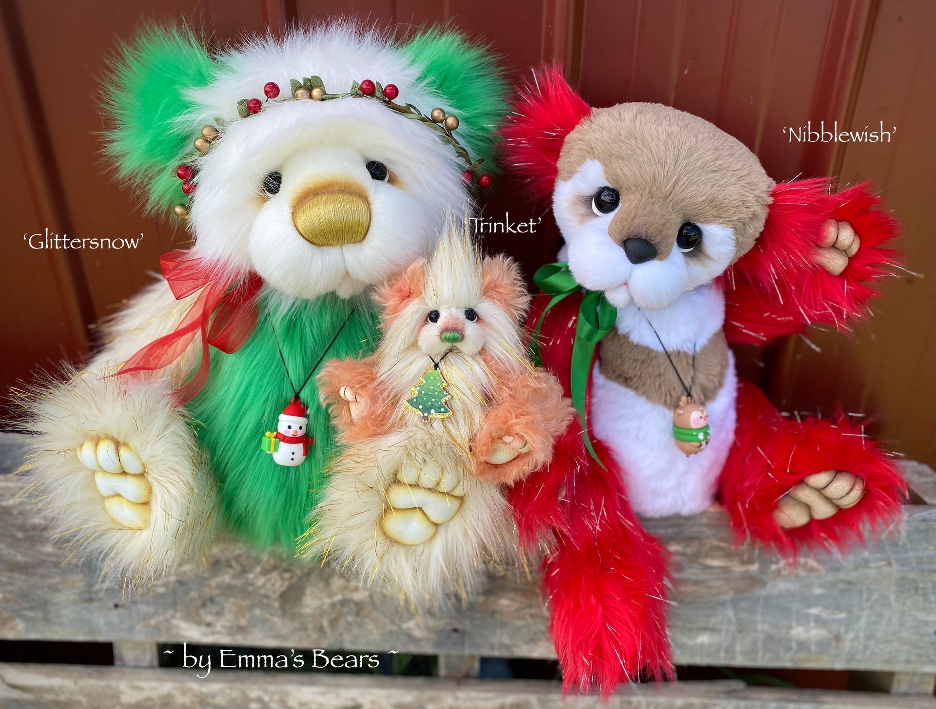 Trinket - 6" Mohair and Faux Fur Christmas Artist Bear by Emma's Bears - OOAK