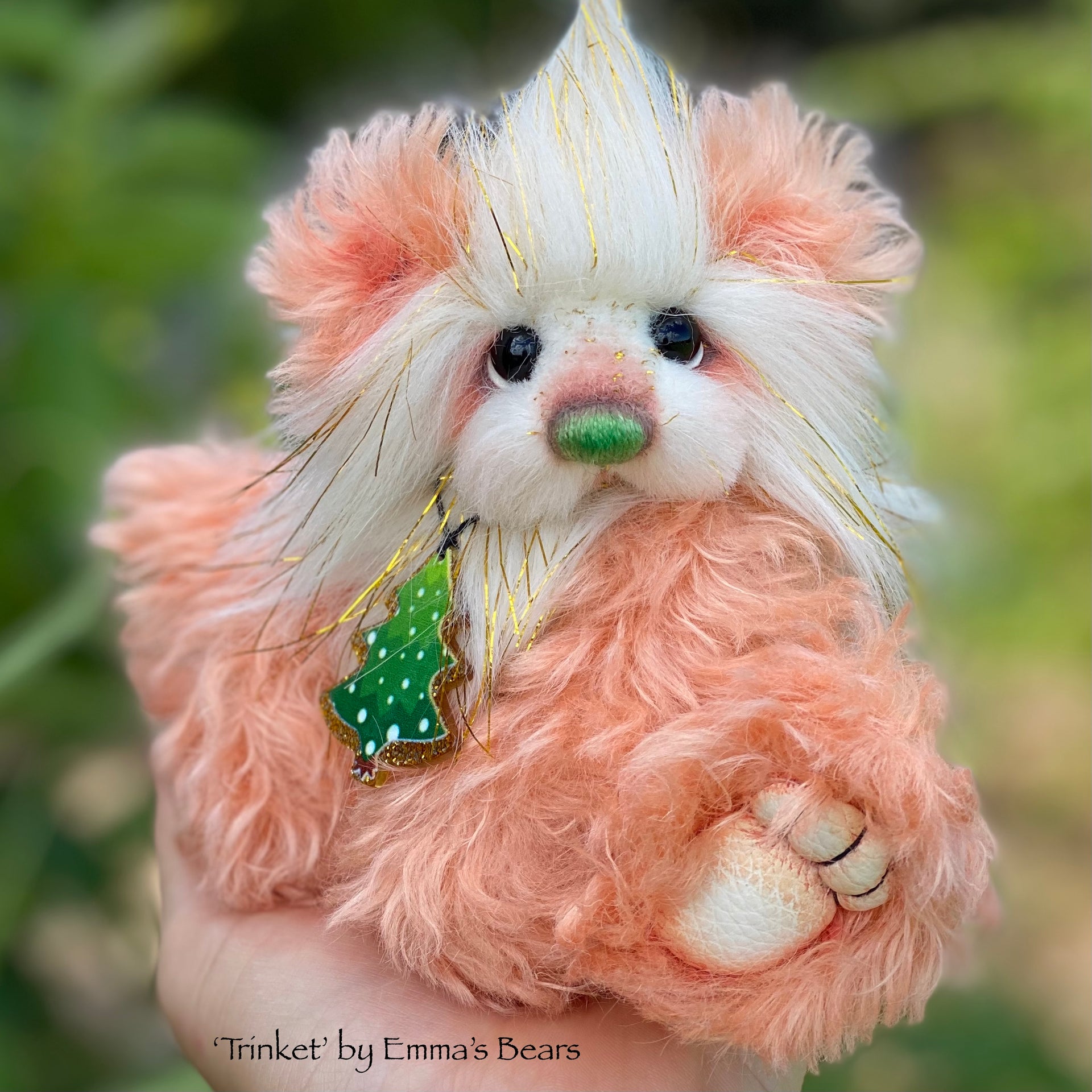 Trinket - 6" Mohair and Faux Fur Christmas Artist Bear by Emma's Bears - OOAK