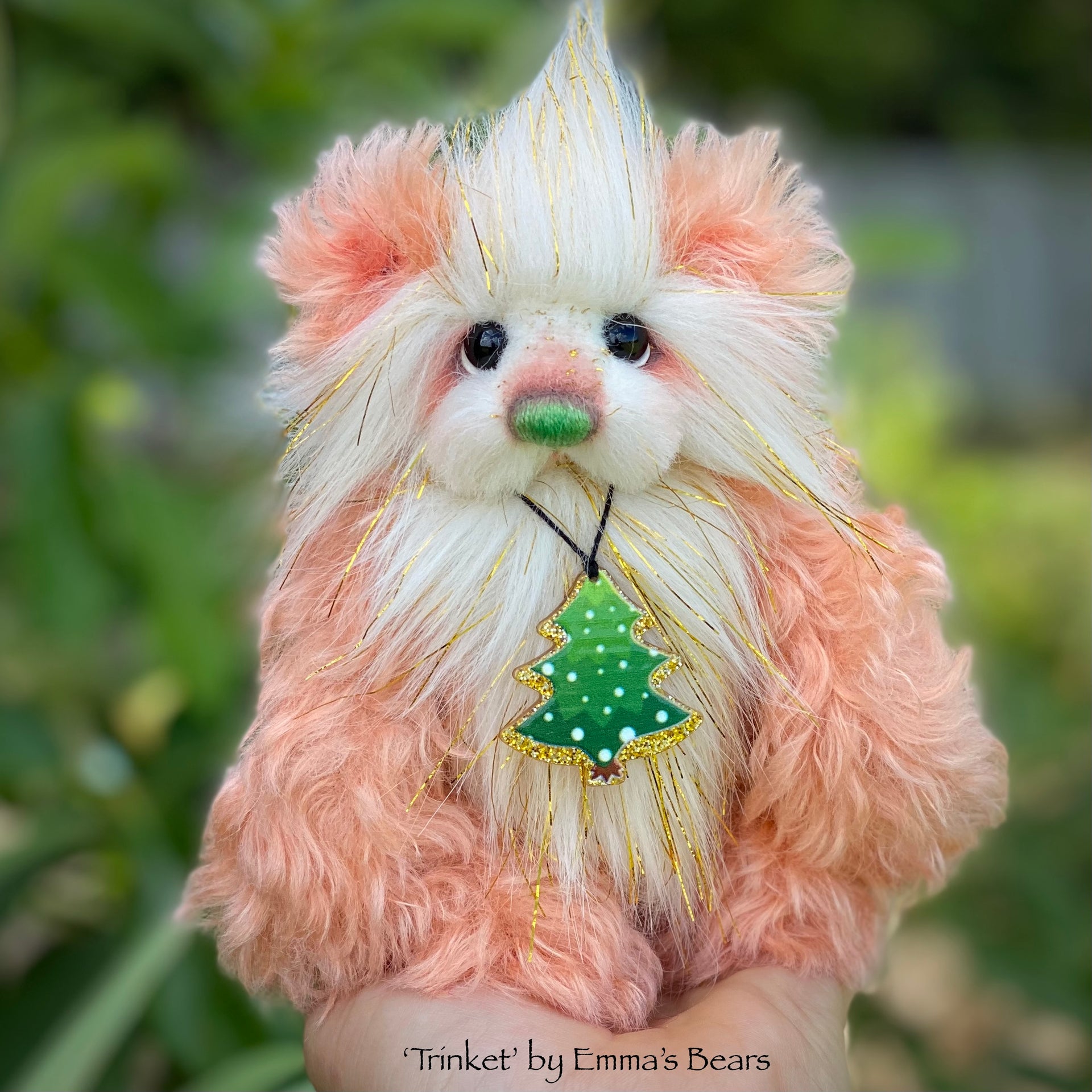 Trinket - 6" Mohair and Faux Fur Christmas Artist Bear by Emma's Bears - OOAK