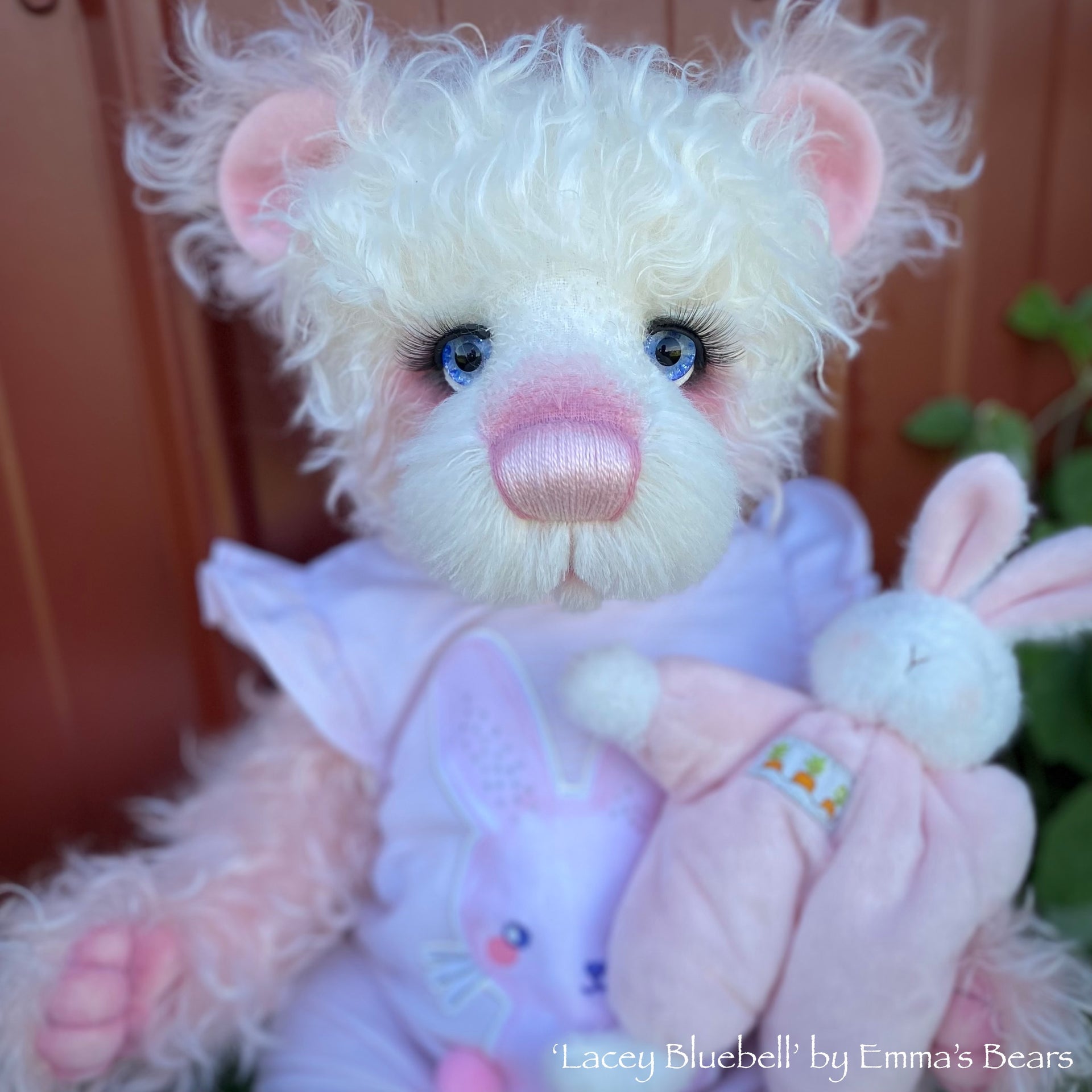 Lacey Bluebell - 17" Hand-Dyed Mohair Artist Baby Bear by Emma's Bears - OOAK