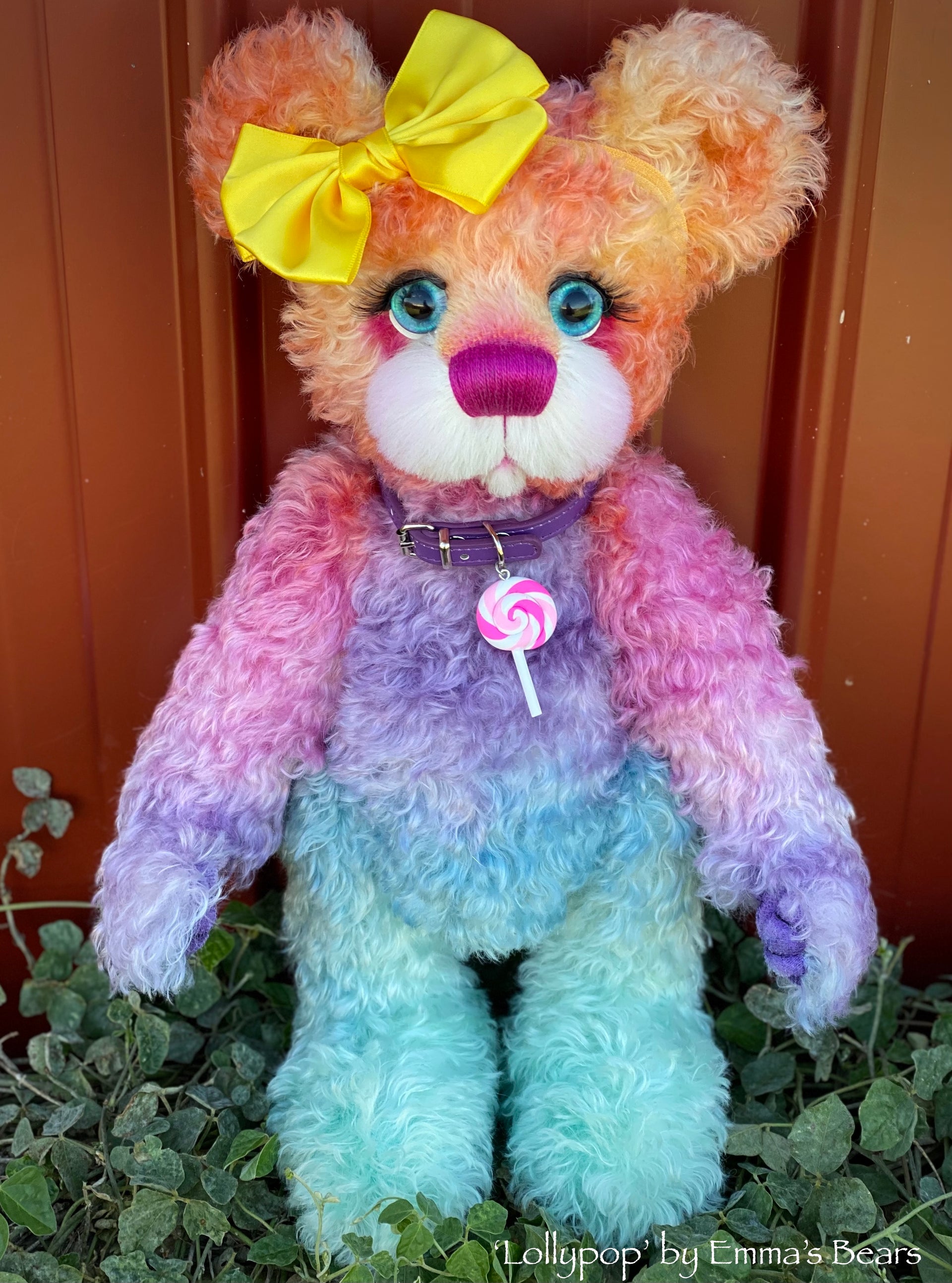 Lollypop - 16" Hand-dyed curly kid mohair Artist Bear by Emmas Bears - OOAK