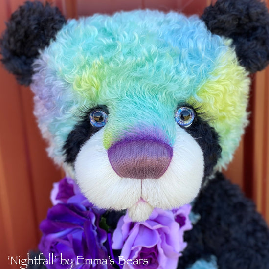 Nightfall- 23" hand dyed rainbow kid mohair bear by Emmas Bears - OOAK