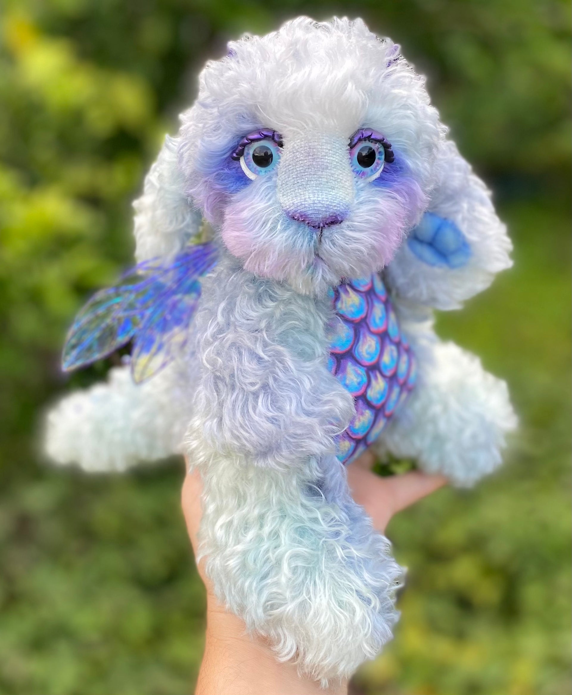 Custom Blue Baby Dragon - 12" kid mohair Artist Baby Dragon by Emmas Bears - OOAK