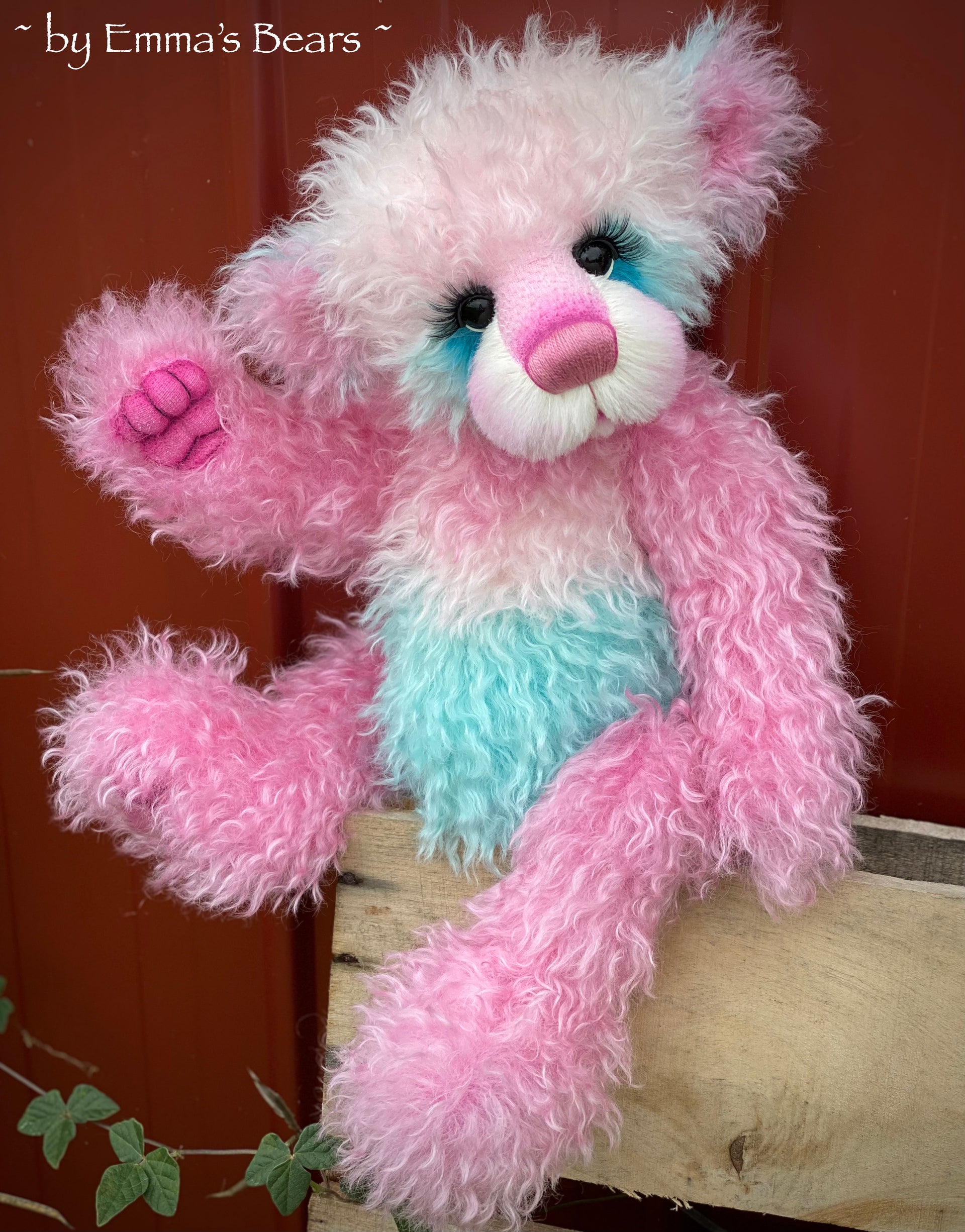 Unnamed Custom Bear ONE - 18" Pink and Blue Mohair and Alpaca Artist Baby Bear by Emma's Bears - OOAK