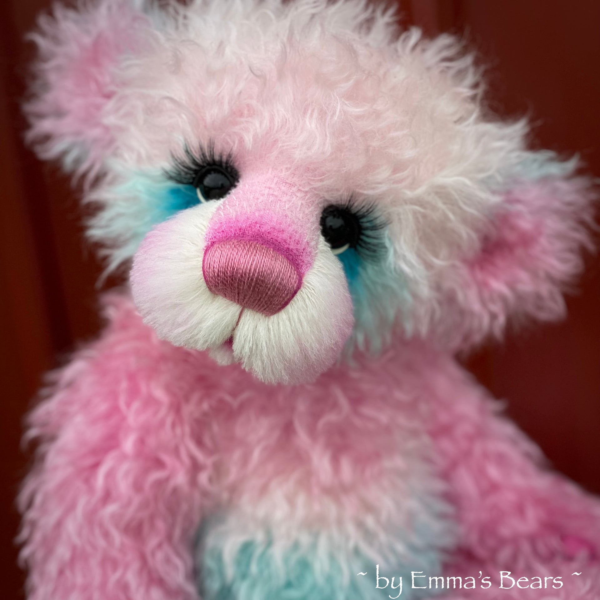 Unnamed Custom Bear ONE - 18" Pink and Blue Mohair and Alpaca Artist Baby Bear by Emma's Bears - OOAK