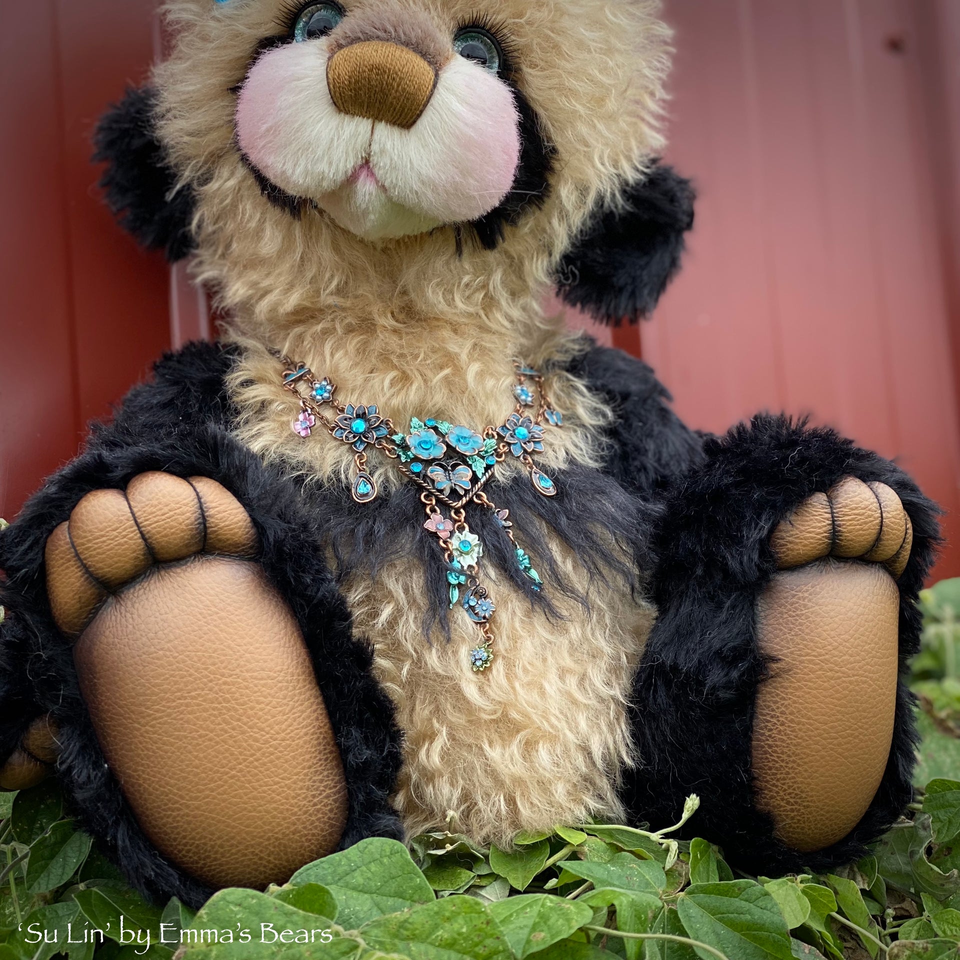 Su Lin - 17" mohair artist panda bear by Emma's Bears  - OOAK