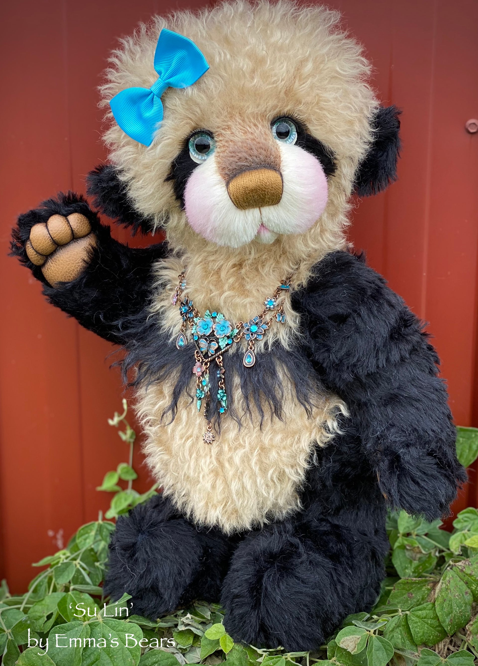 Su Lin - 17" mohair artist panda bear by Emma's Bears  - OOAK