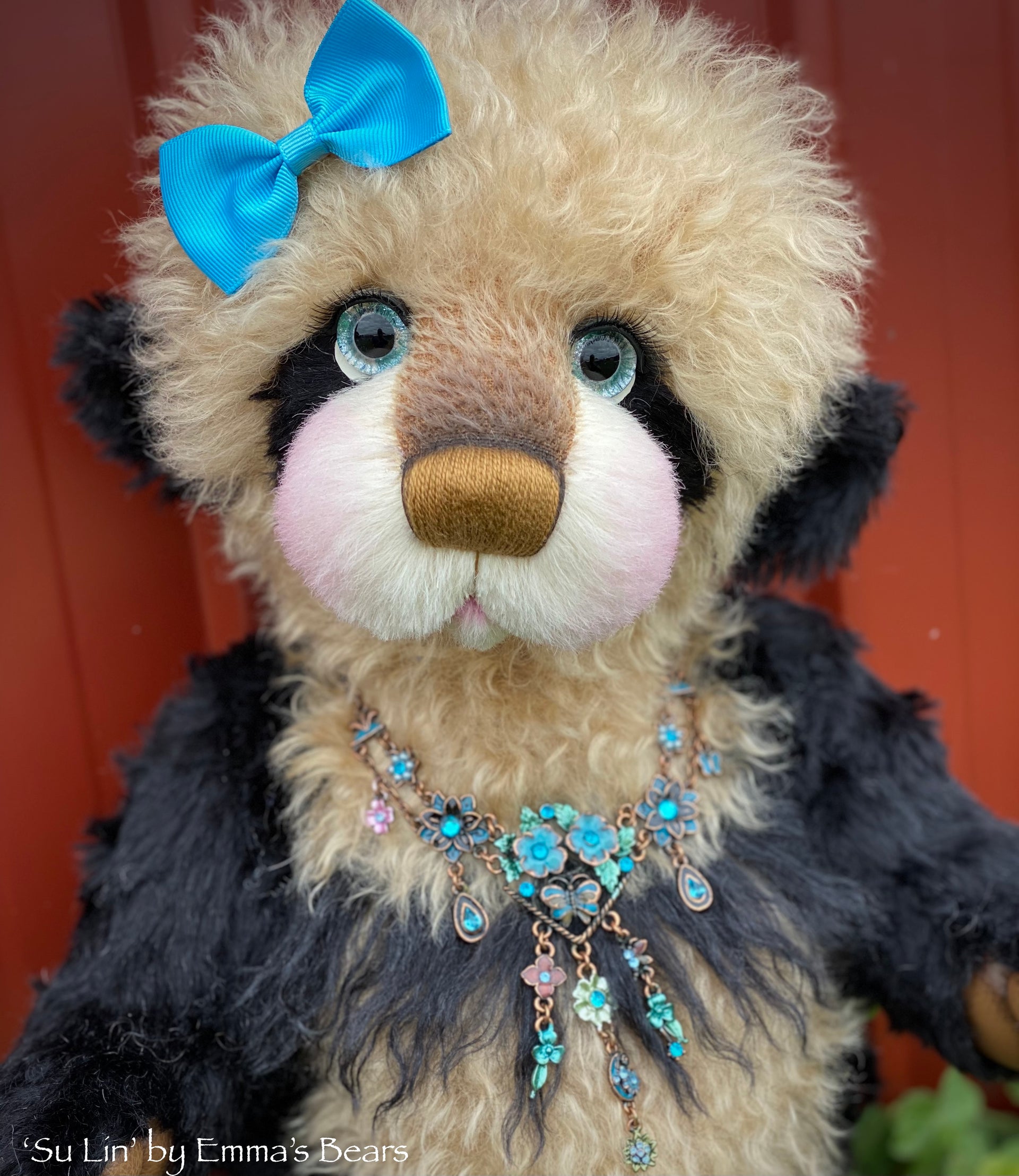 Su Lin - 17" mohair artist panda bear by Emma's Bears  - OOAK