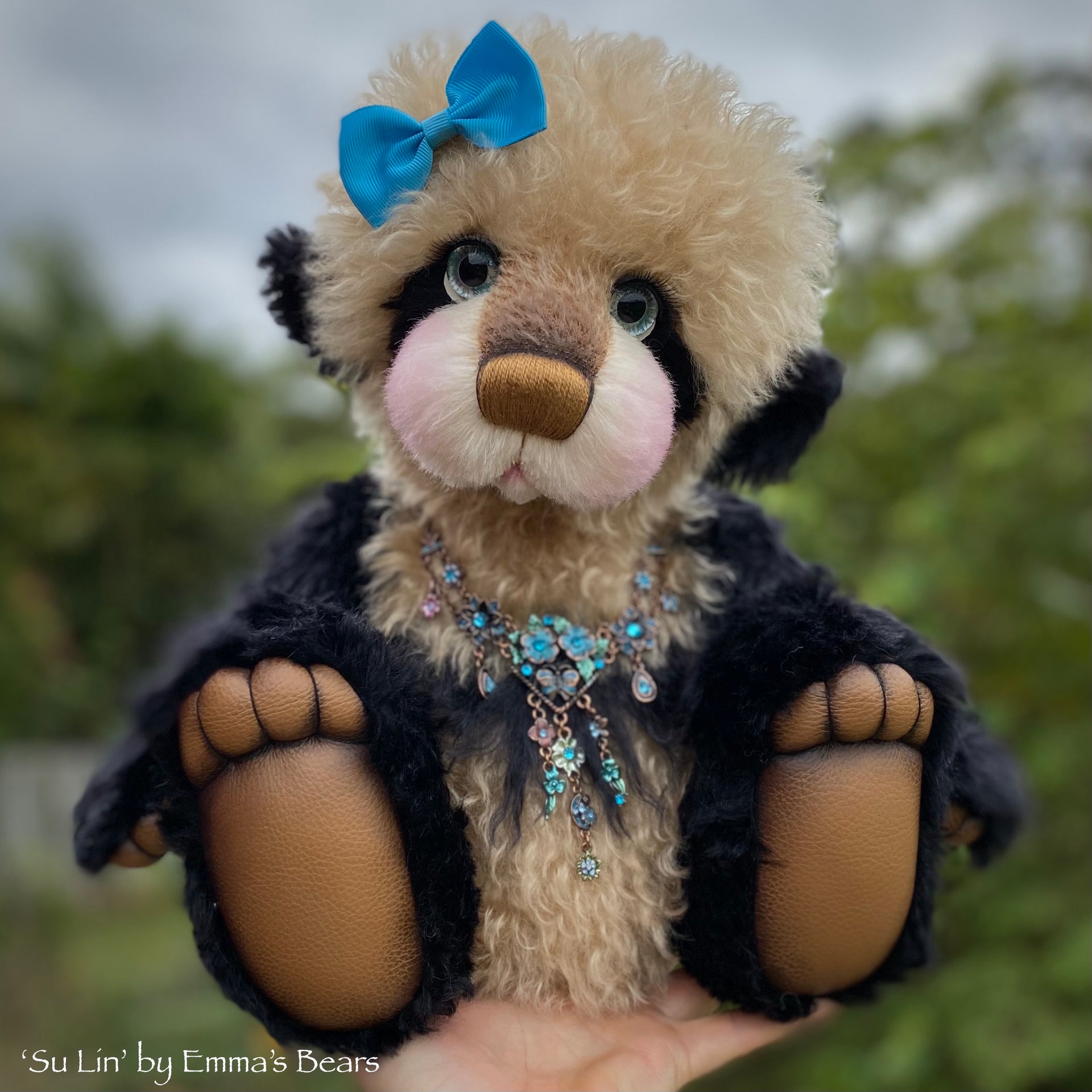 Su Lin - 17" mohair artist panda bear by Emma's Bears  - OOAK