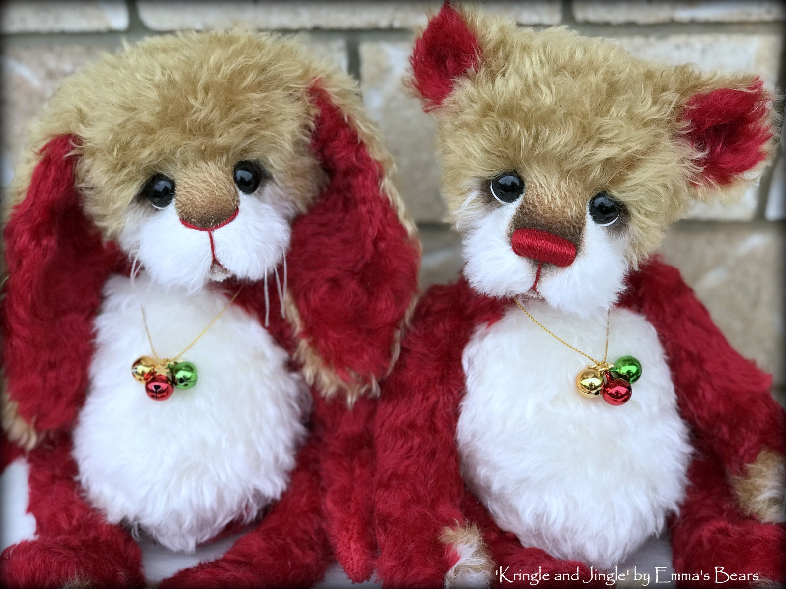 Kringle - 14" kid mohair Christmas artist bunny by Emmas Bears - OOAK