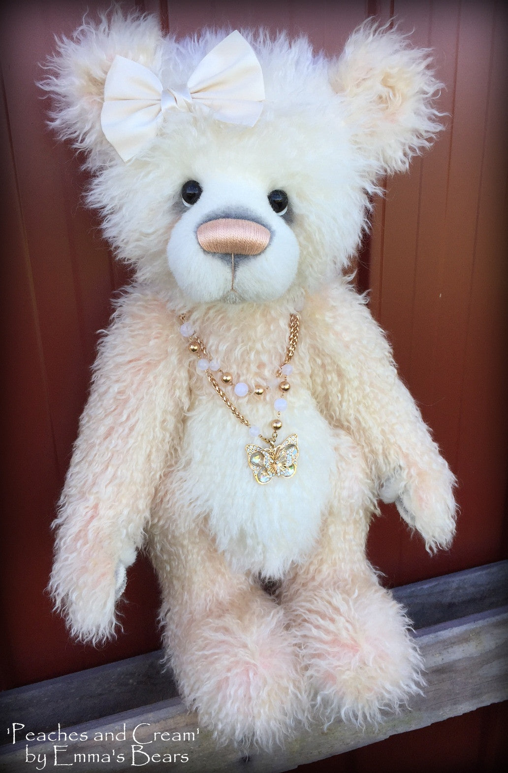 Peaches and Cream - 23IN hand dyed rainbow mohair bear by Emmas Bears - OOAK