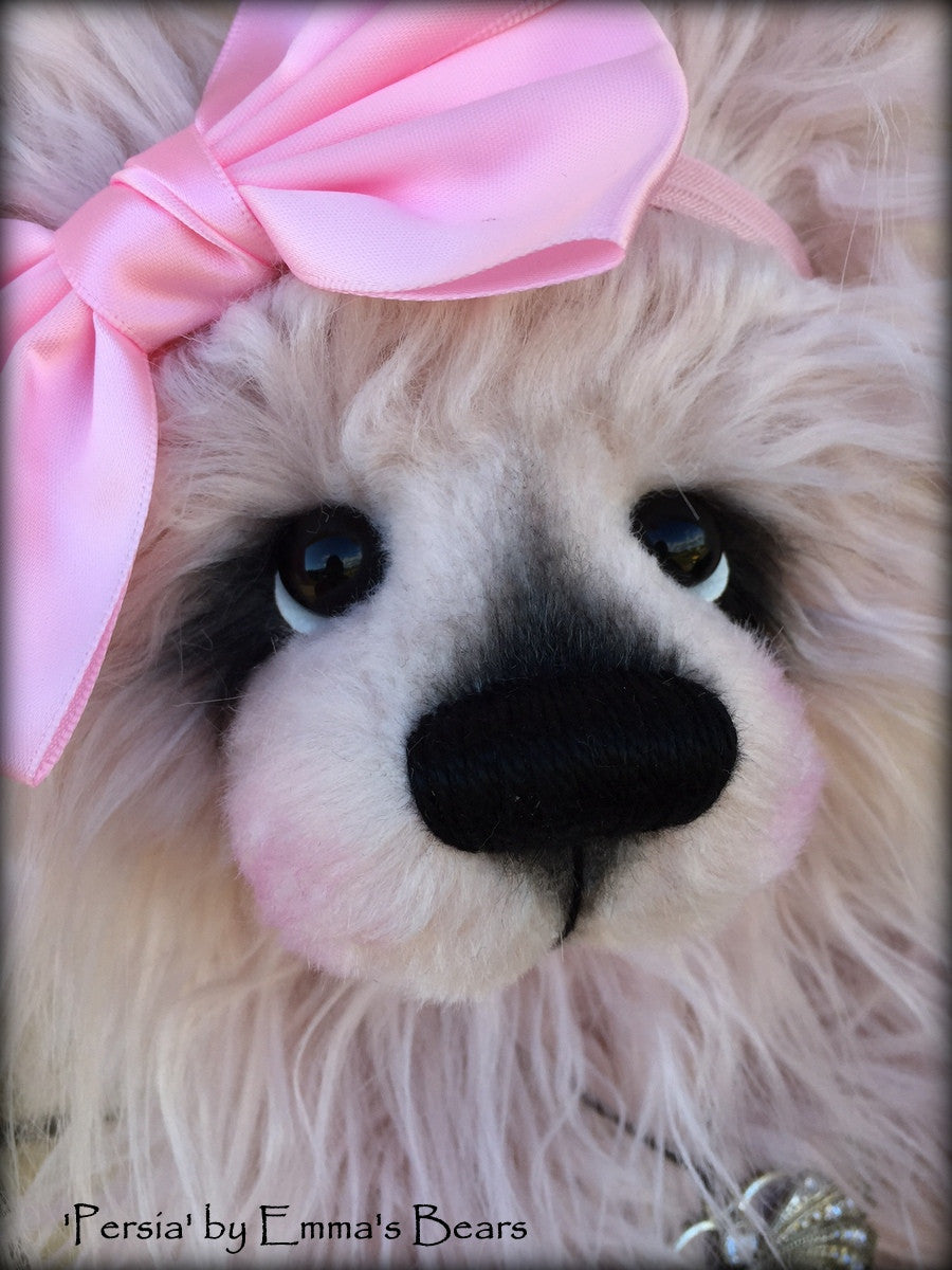 Persia - 16IN fluffy pink faux fur artist bear by Emmas Bears - OOAK