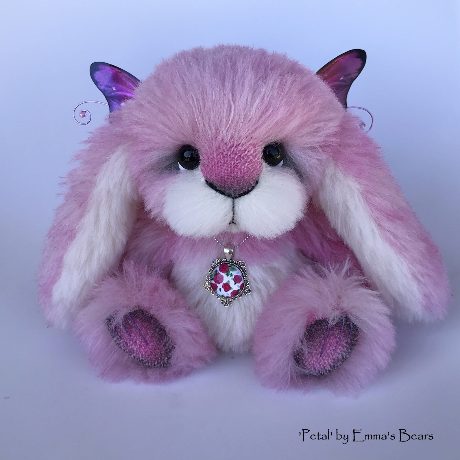 Petal - 9" Hand dyed alpaca artist Easter Bunny by Emma's Bears - OOAK