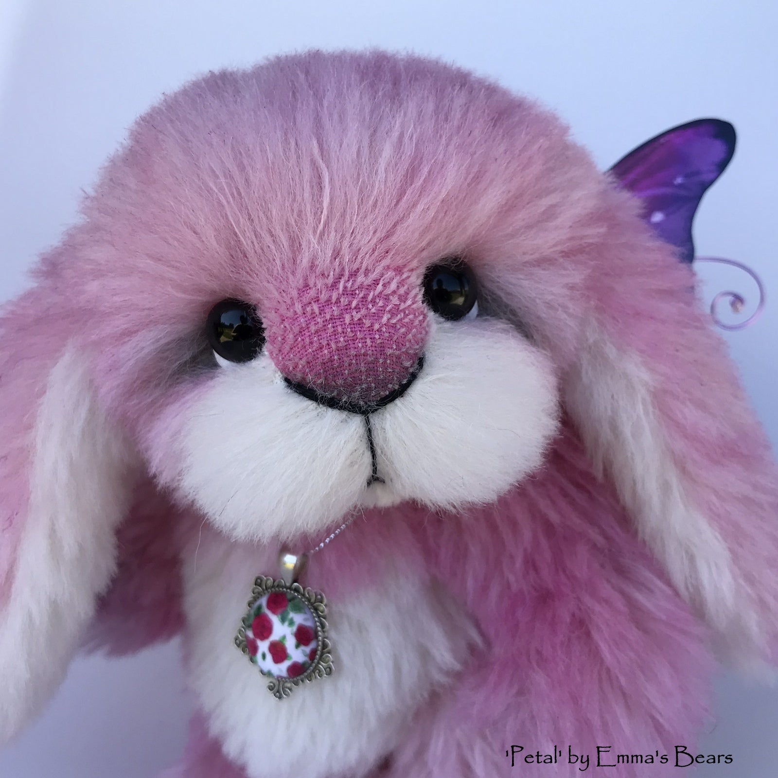 Petal - 9" Hand dyed alpaca artist Easter Bunny by Emma's Bears - OOAK