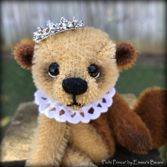 Pichi Prince - 4" mohair artist mini bear by Emmas Bears - OOAK