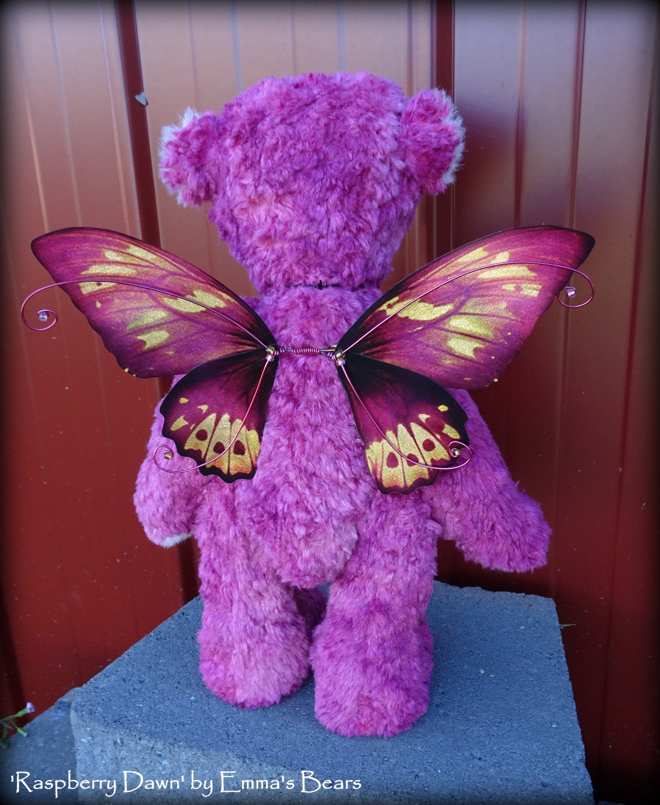 Raspberry Dawn - 13" hand-dyed silk/mohair blend fairy bear by Emmas Bears - OOAK