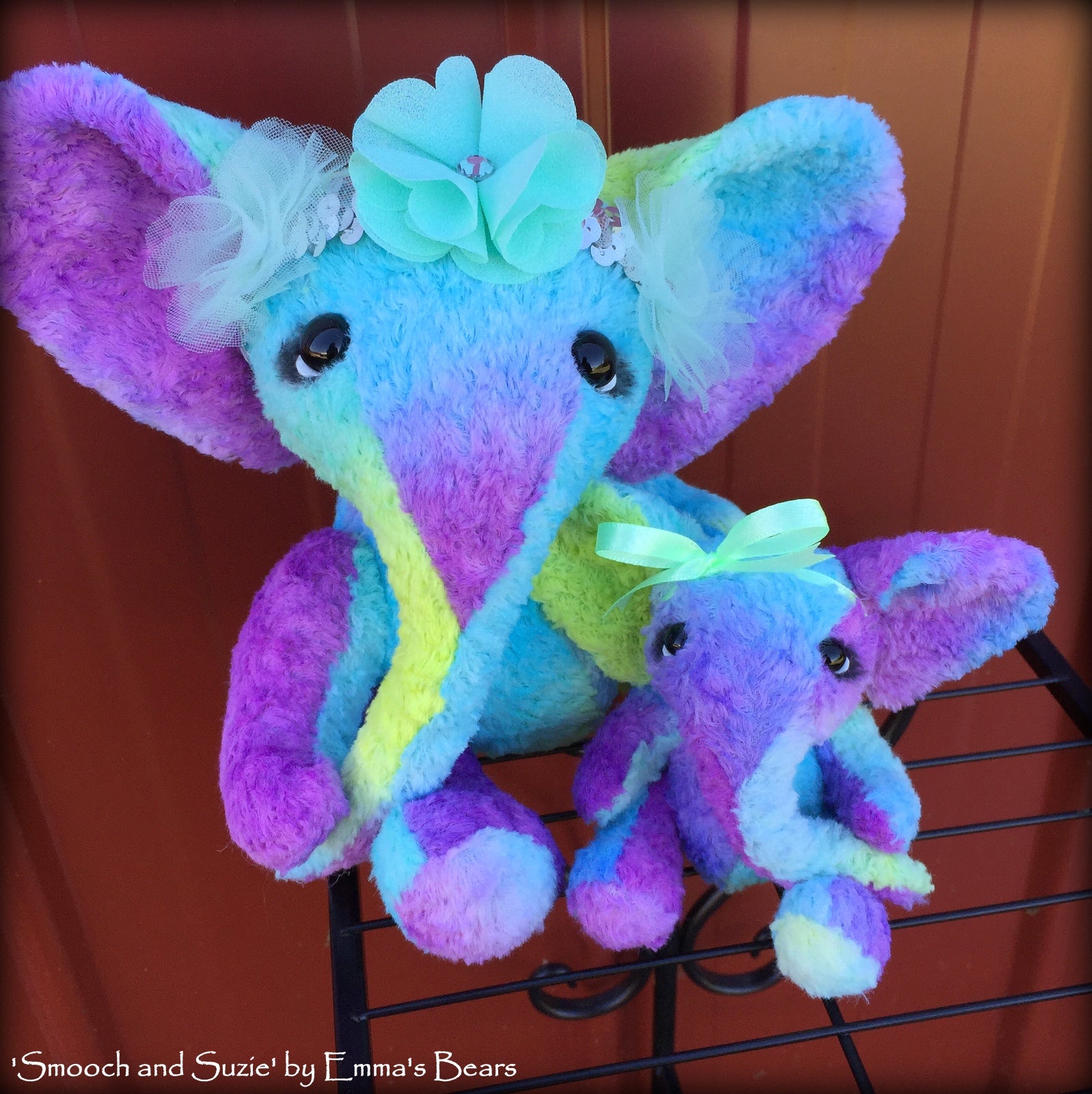 Suzie - 9in Hand-dyed viscose Artist Elephant by Emmas Bears - OOAK