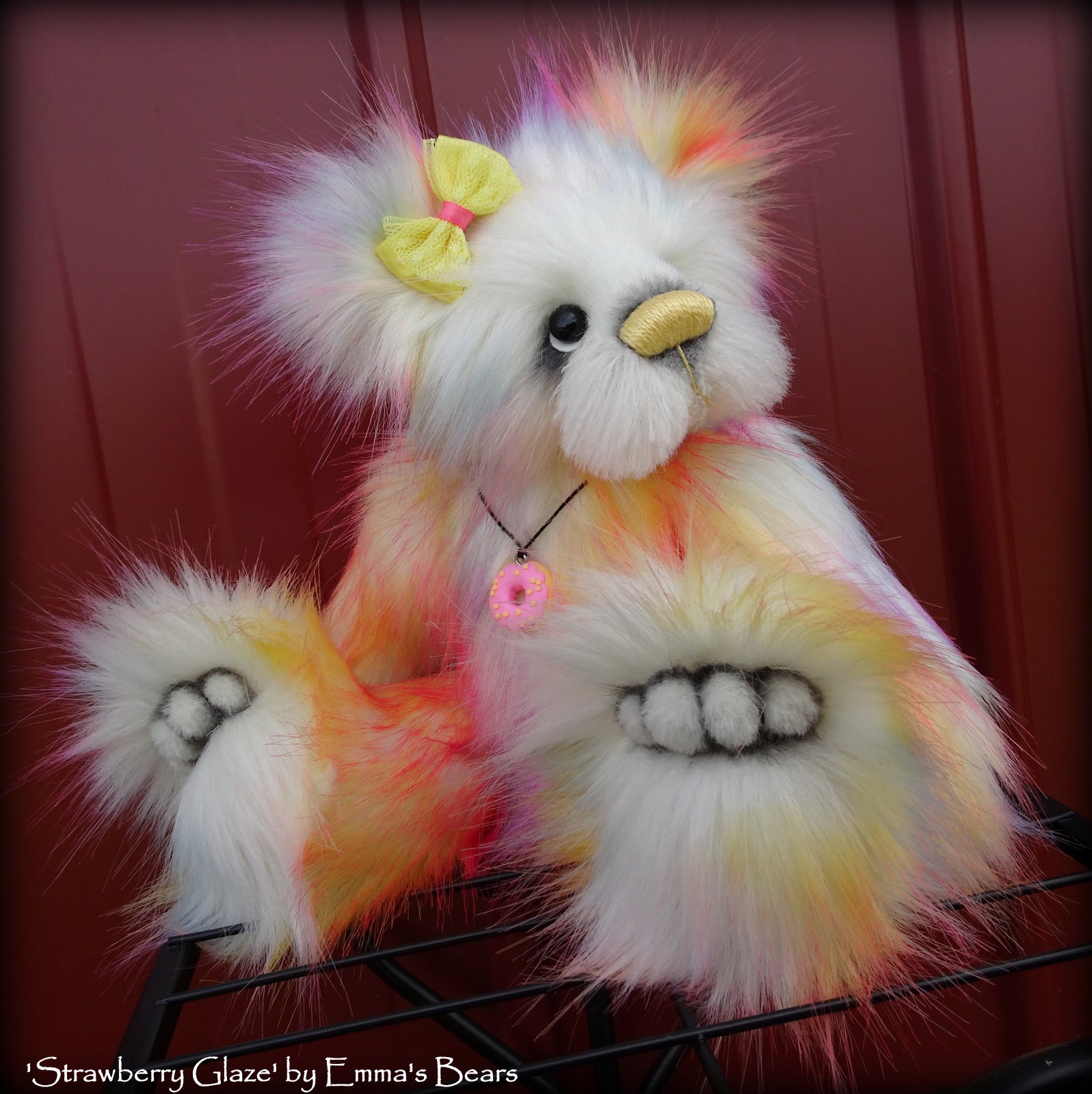 Strawberry Glaze - 12" faux fur and alpaca bear by Emmas Bears - OOAK