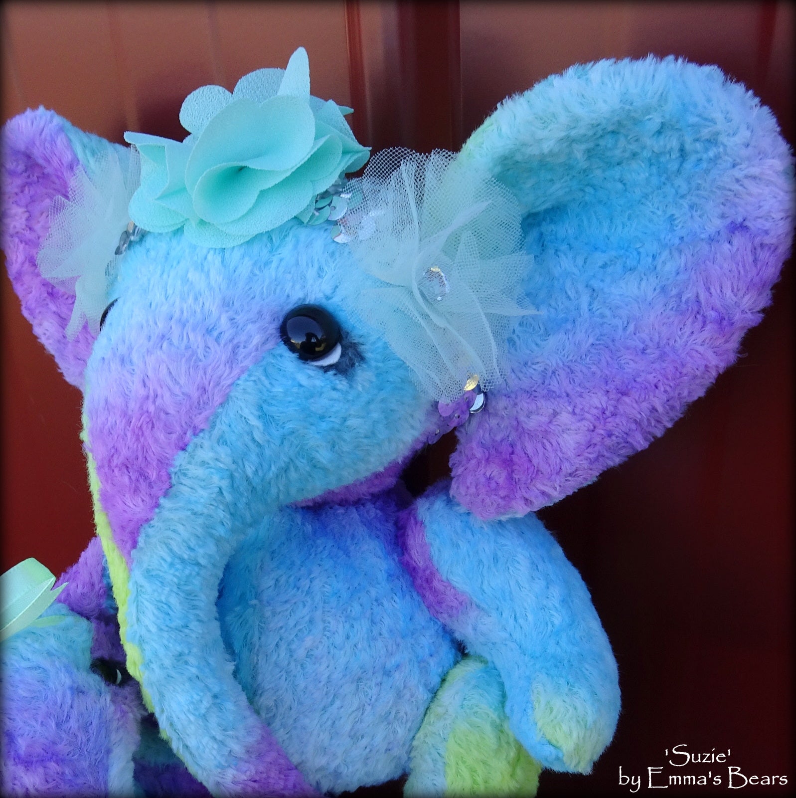 Suzie - 9in Hand-dyed viscose Artist Elephant by Emmas Bears - OOAK