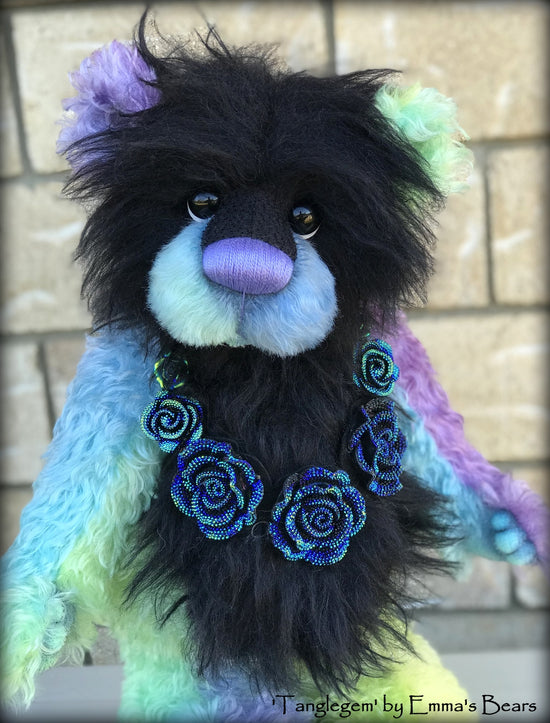 Tanglegem - 17" Rainbow and Black Mohair Artist Bear by Emma's Bears - OOAK