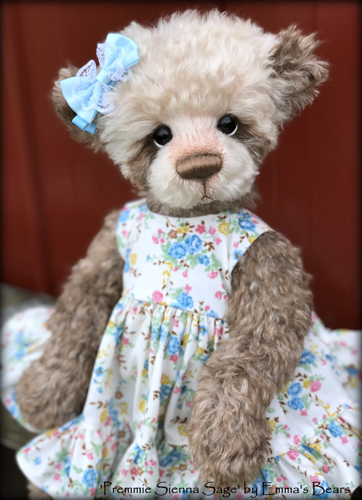 Premmie Sienna Sage - 16in hand dyed MOHAIR Artist baby style Bear by Emmas Bears - OOAK